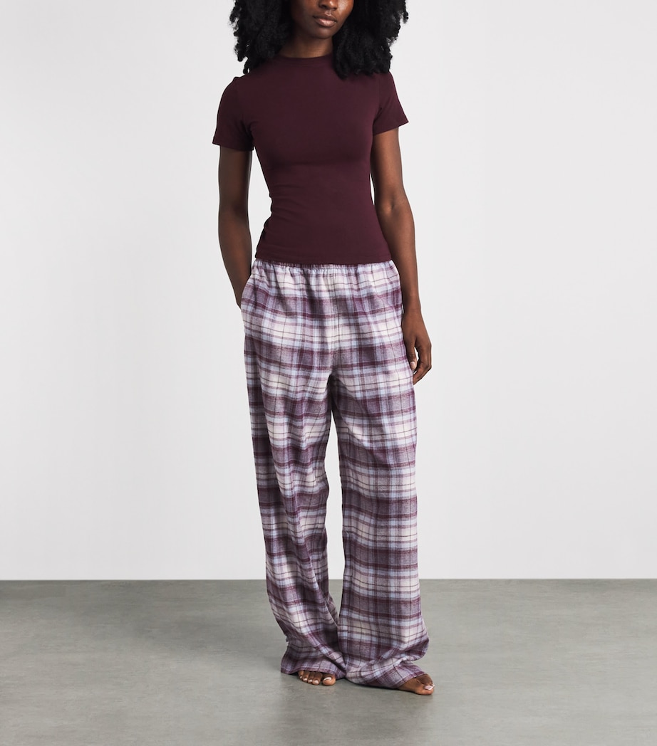 Skims Womens Cotton Check Pyjama Bottoms Iris Mica Plaid Image 2