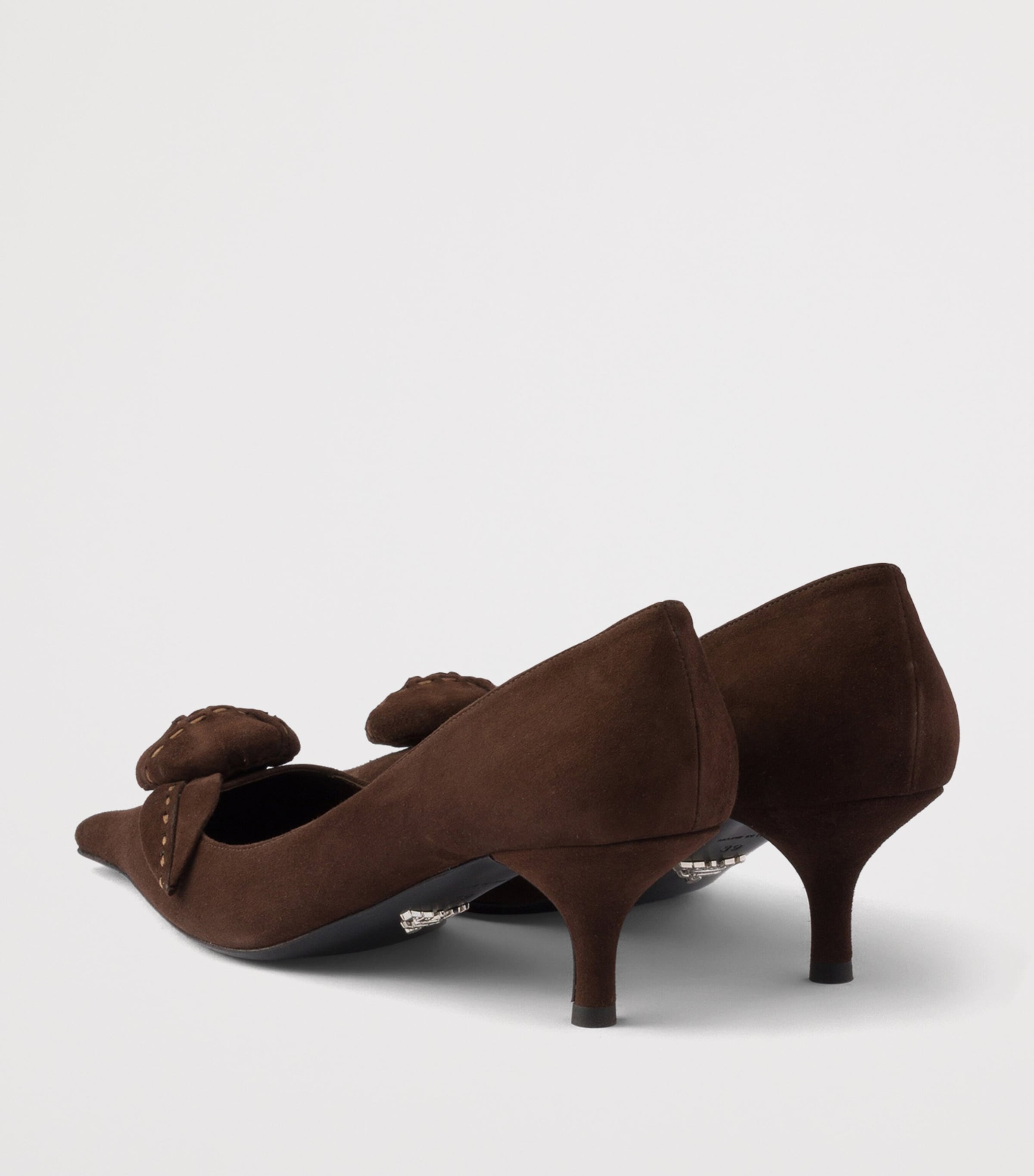 Prada Suede Floral-Detail Pumps 55 Brown Image 4