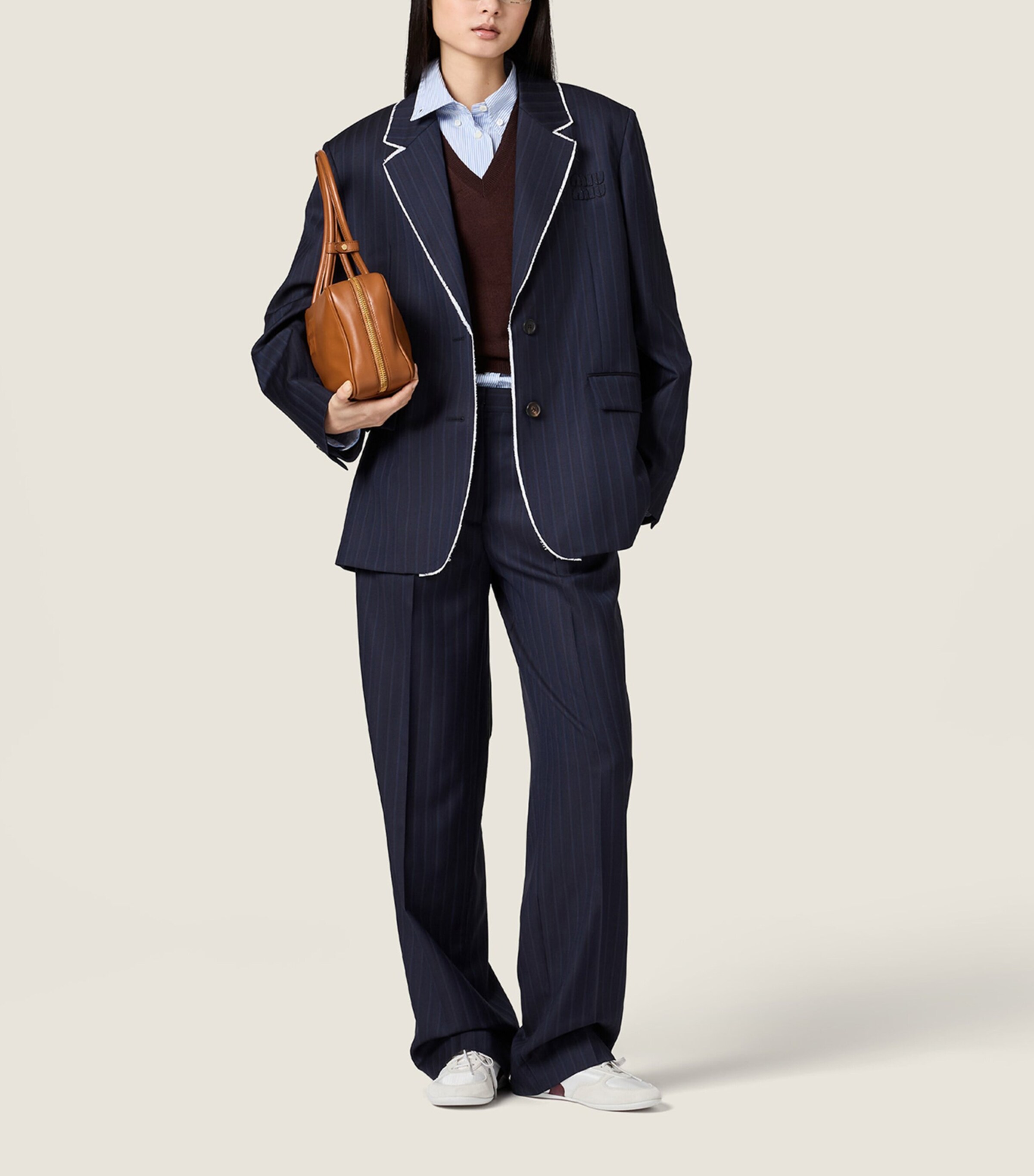 Miu Miu Womens Wool Pinstripe Blazer Image 2