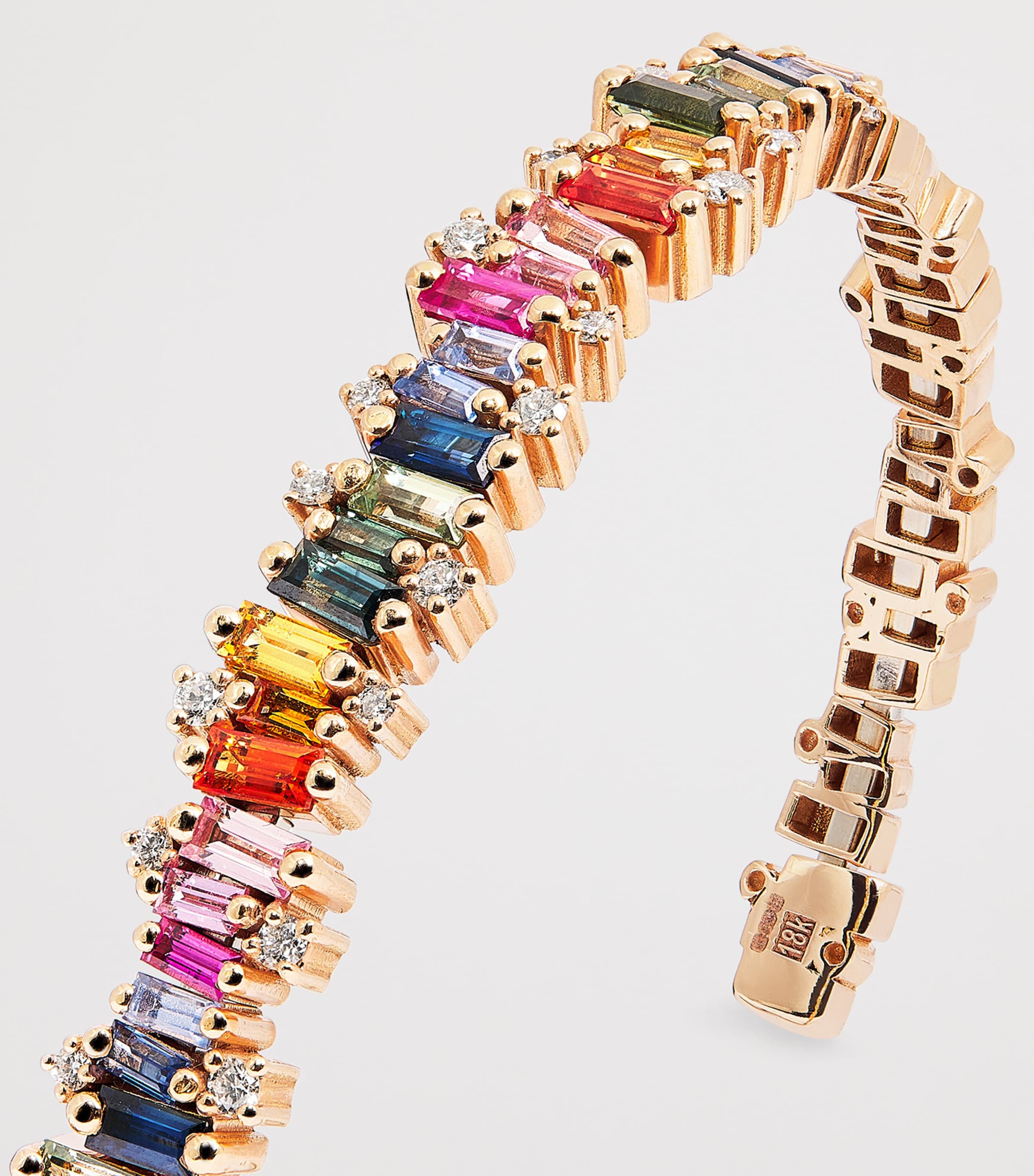 Suzanne Kalan Rose Gold, Diamond and Rainbow Sapphire Shimmer Audrey Bangle Rg/rs Image 5