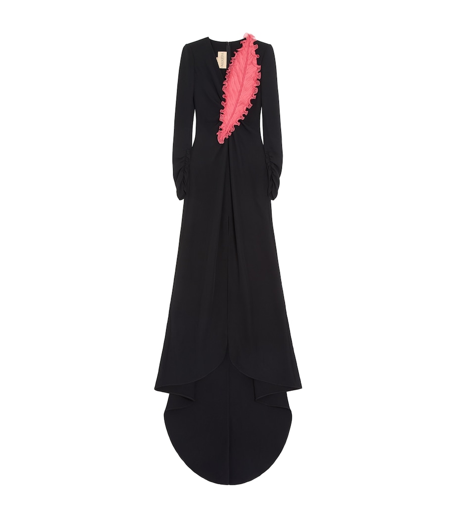 Valentino Womens Silk Cady Feather Gown Image 1