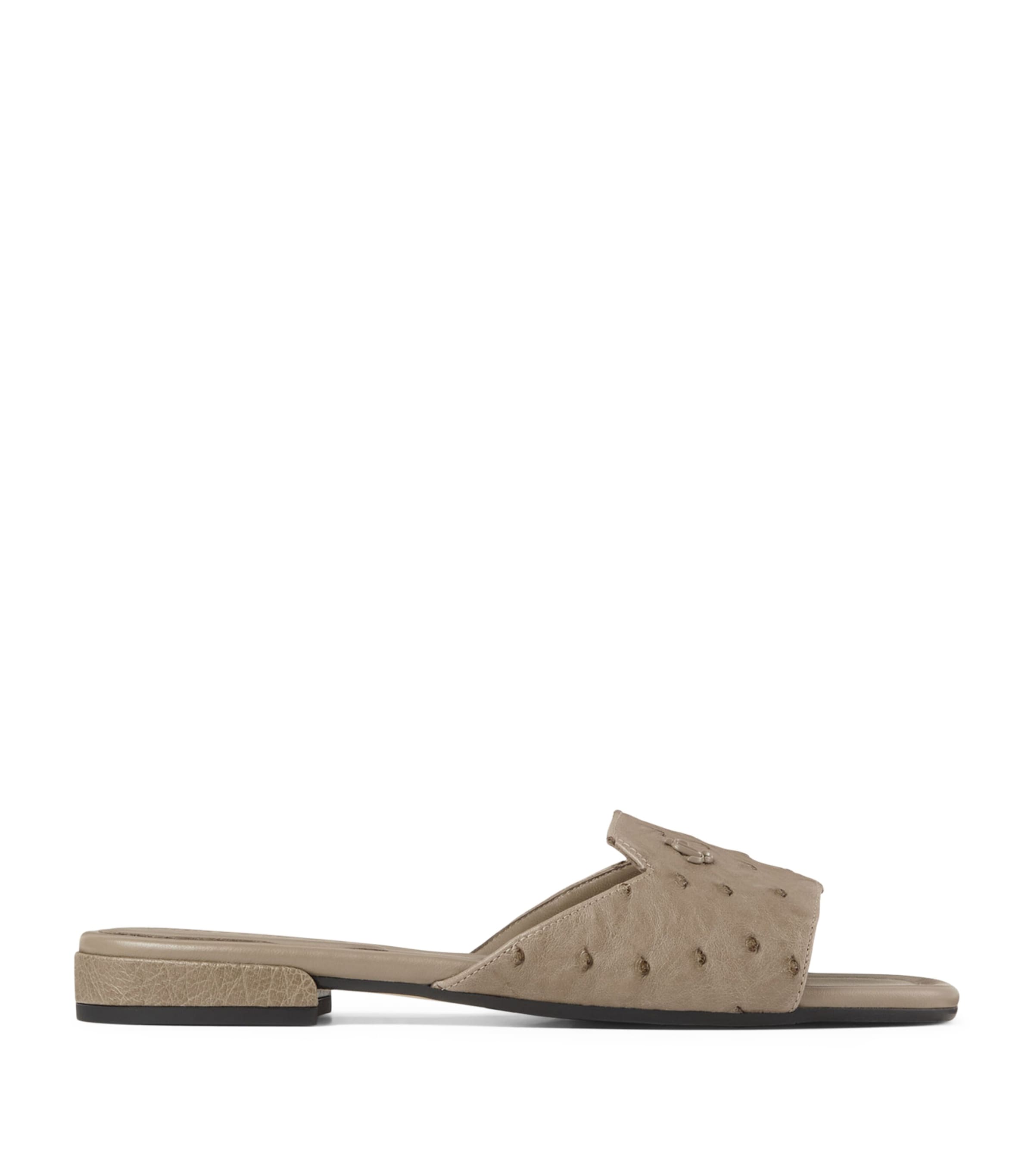 Ostrich Leather Dina Sandals TAUPE Image 1