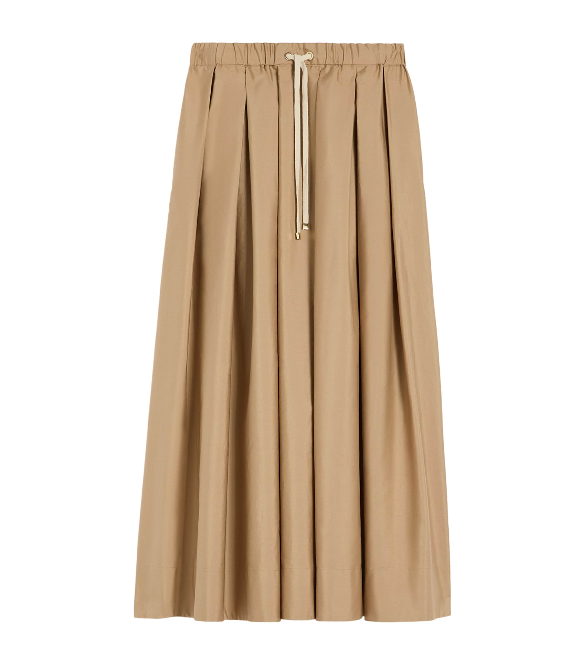 Max Mara Womens Cotton Pleated Pineta Midi Skirt Desert Image 1