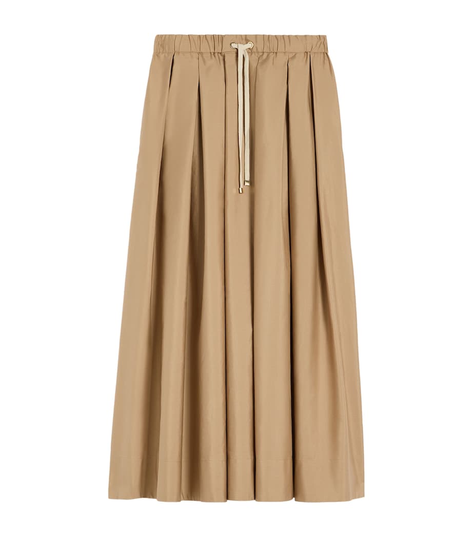 Max Mara Womens Cotton Pleated Pineta Midi Skirt Desert Image 1