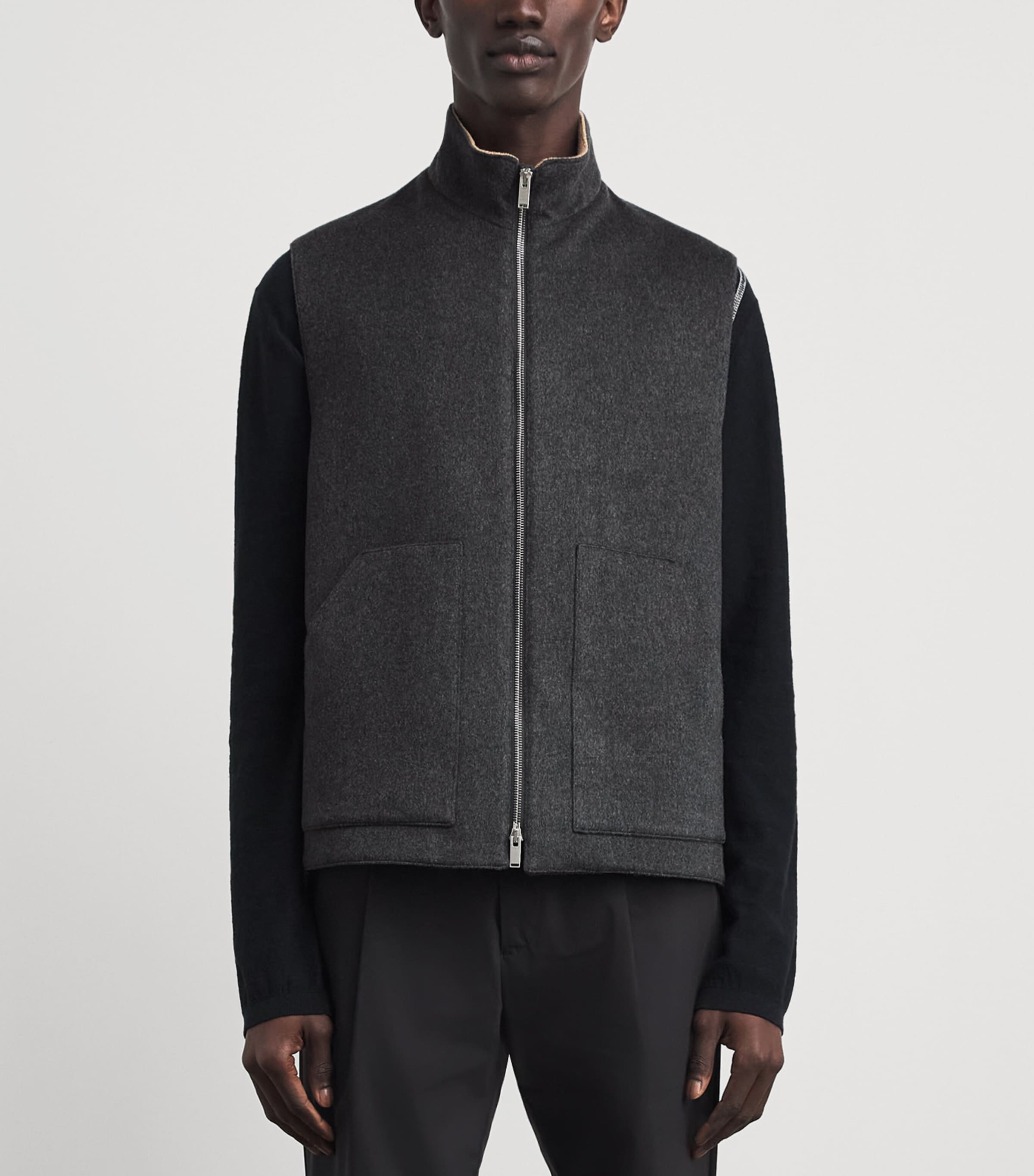 Lardini Mens Virgin Wool-Cashmere Gilet Grey Image 4