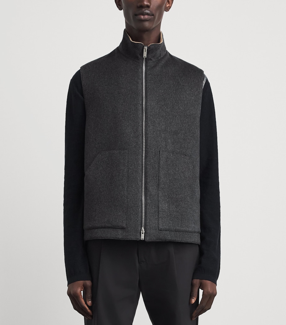 Lardini Mens Virgin Wool-Cashmere Gilet Grey Image 4