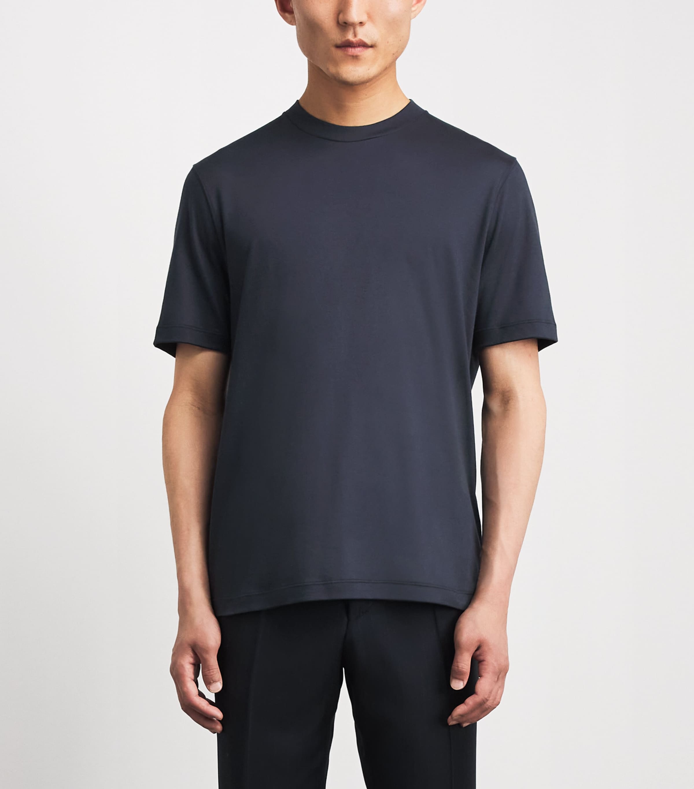 Canali Mens Cotton T-Shirt Navy Image 4