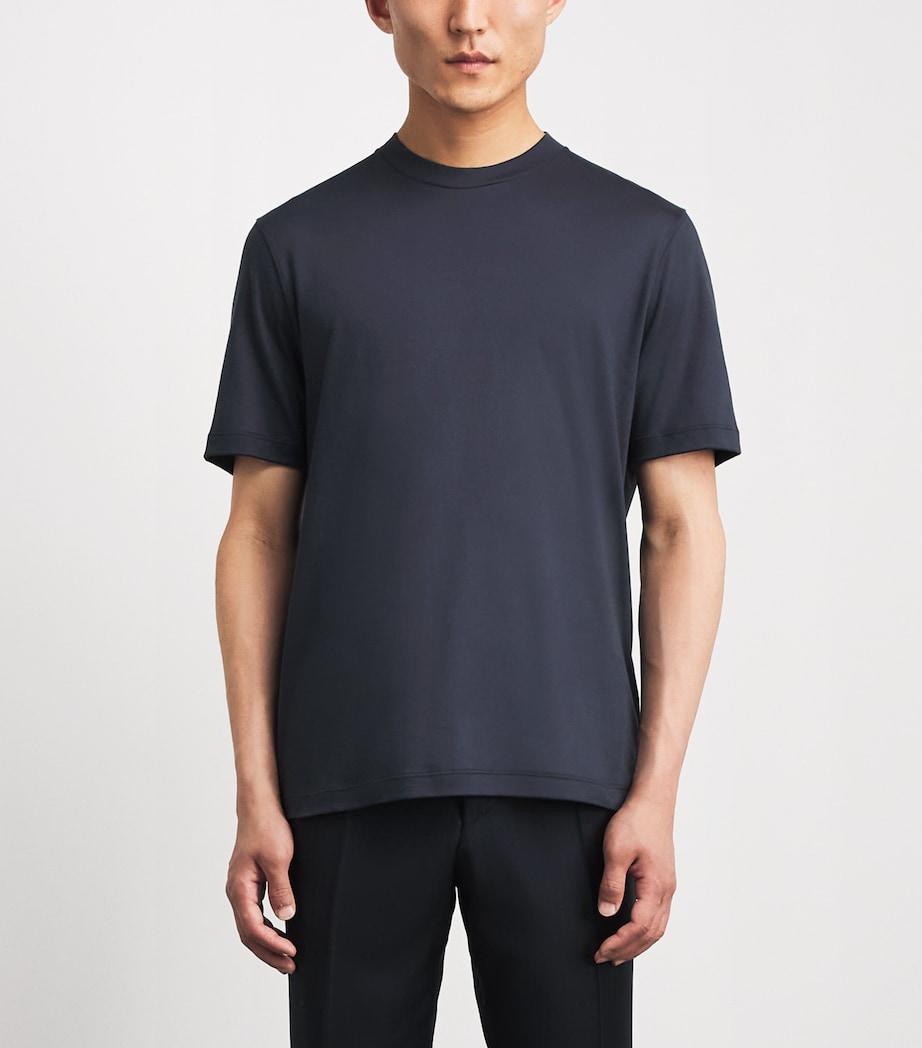 Canali Mens Cotton T-Shirt Navy Image 4