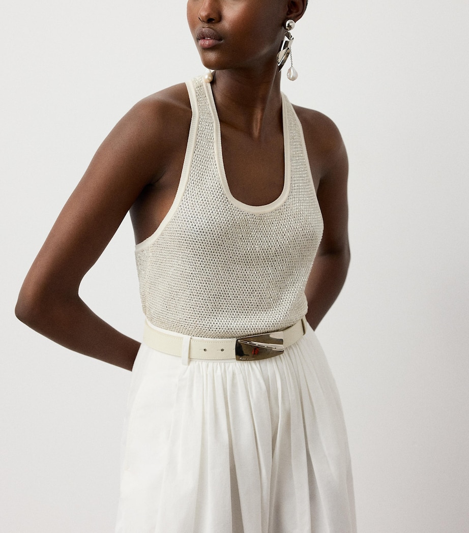 Ralph Lauren Collection Womens Mulberry Silk Embellished Tank Top Natural Image 6