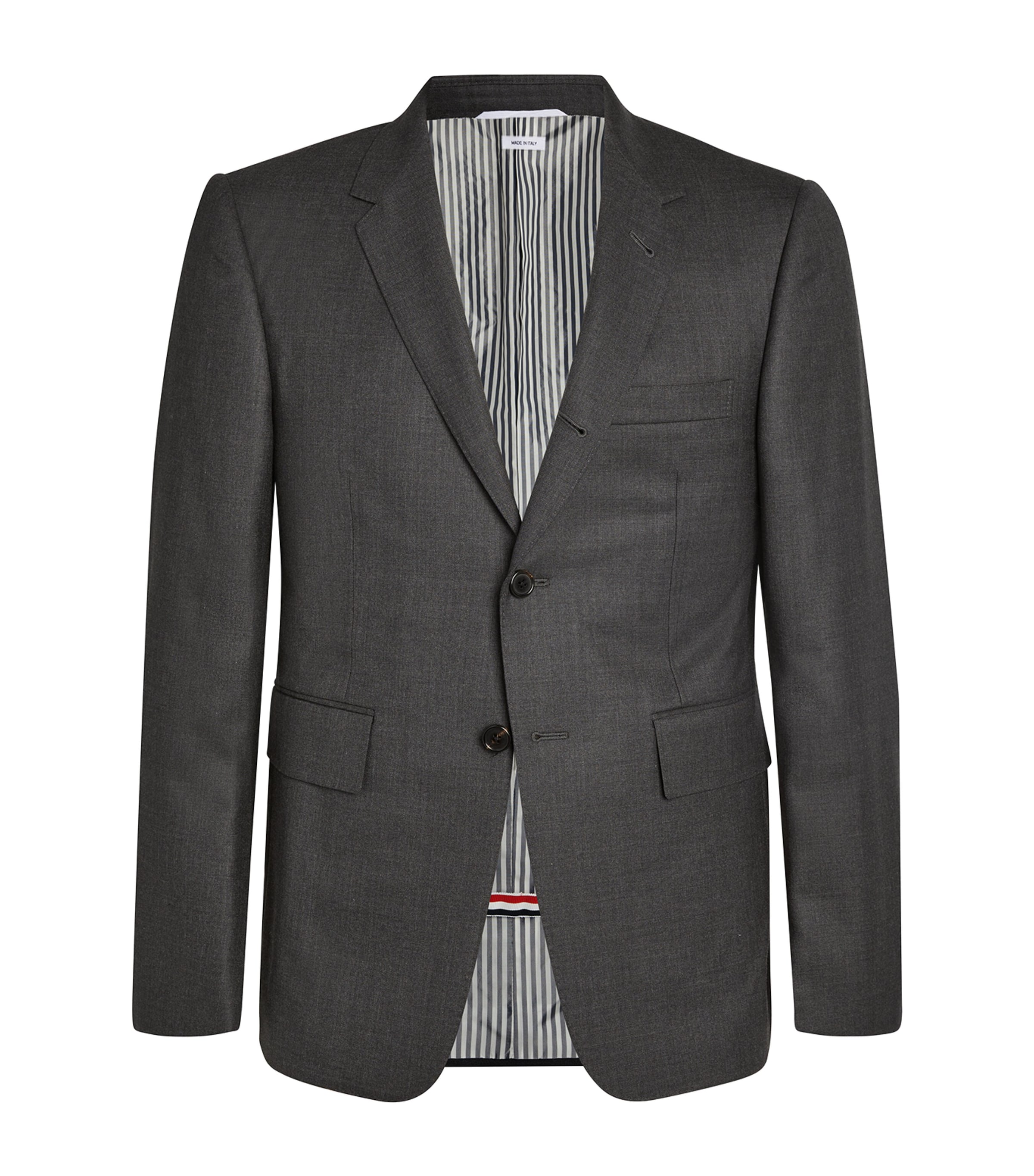 Thom Browne Super 120s Single-breasted Blazer In Grey