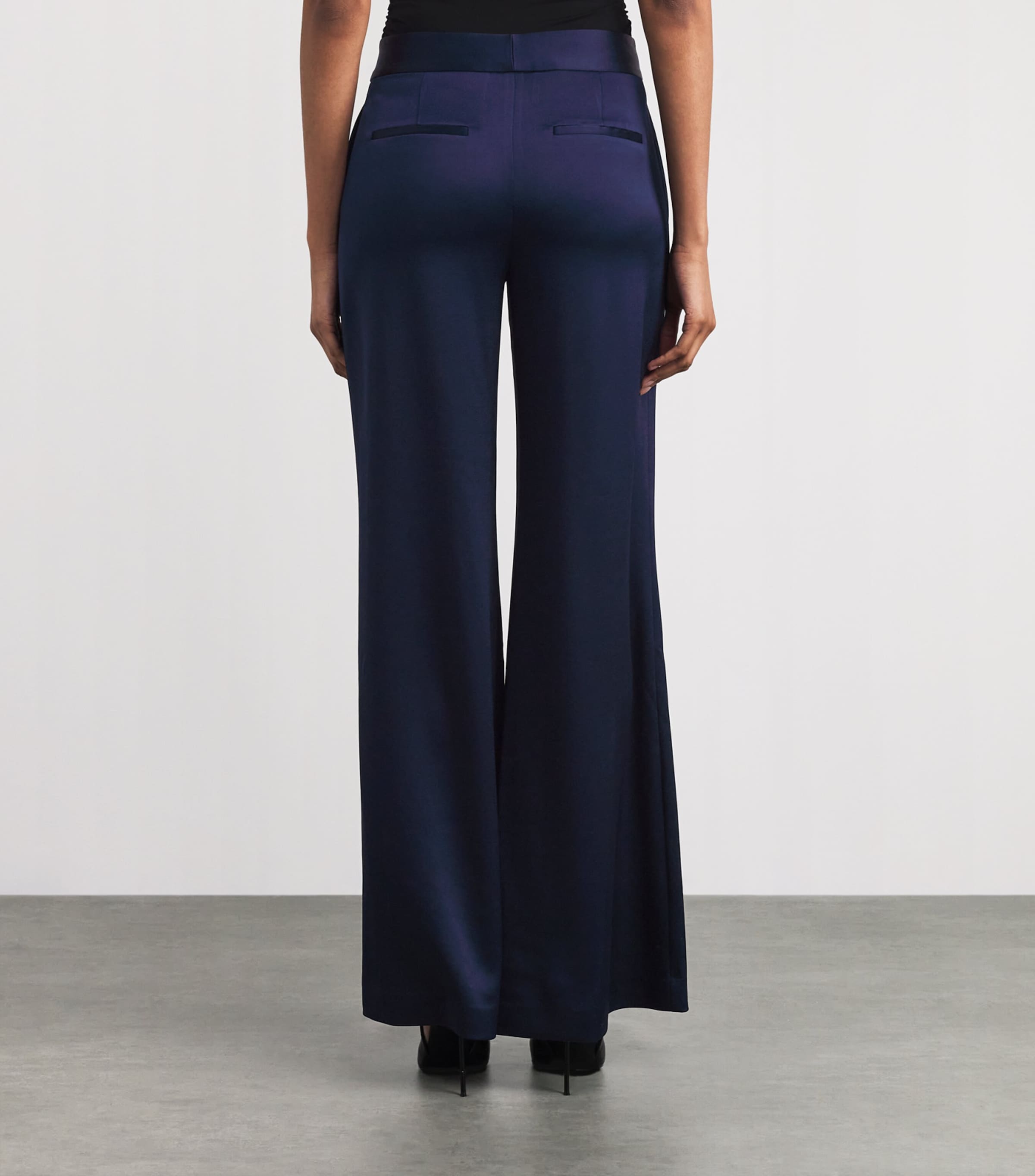 Satin Shane Wide-Leg Trousers B401 MIDNIGHT BLUE Image 4
