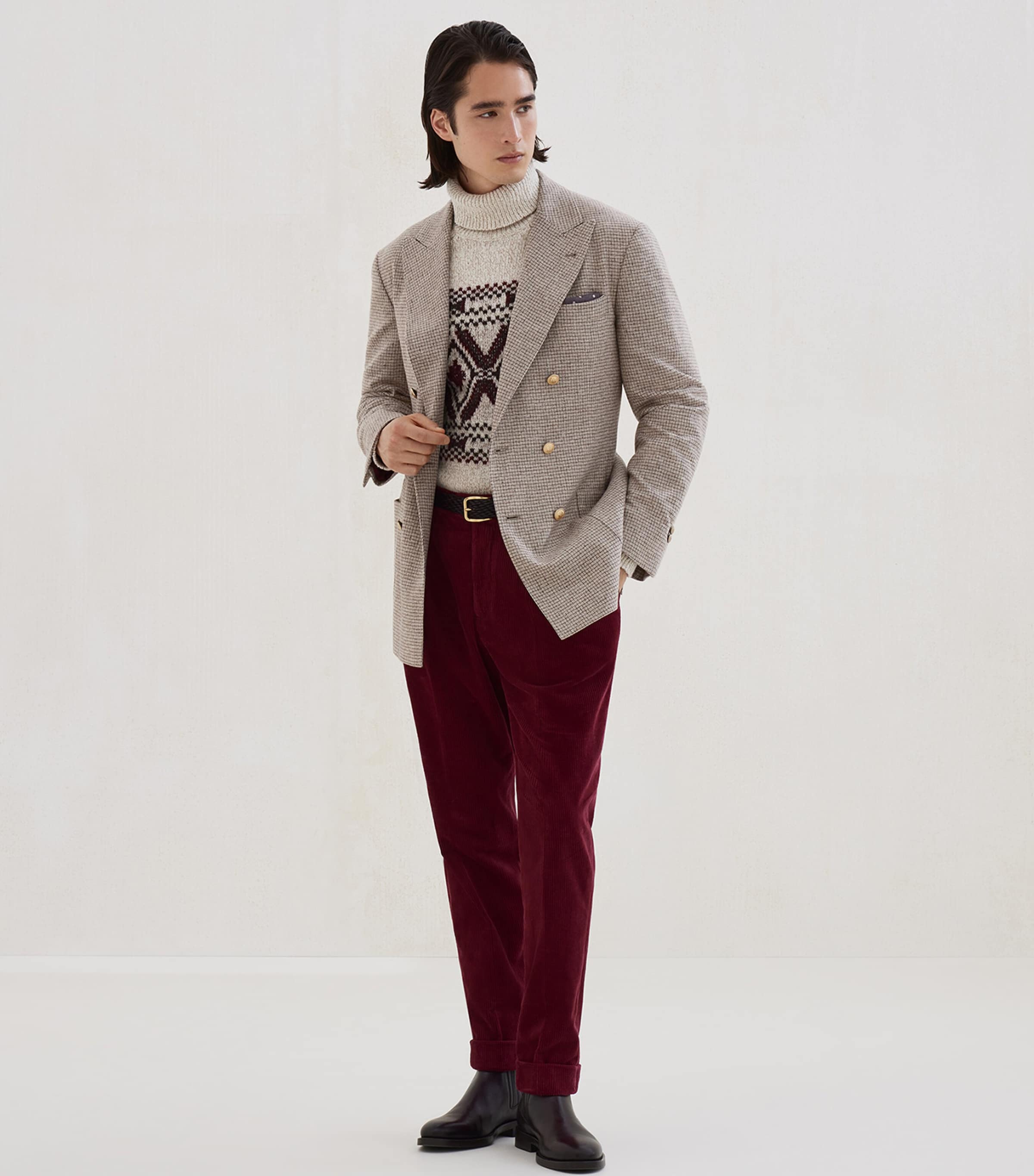 Mouliné Virgin Wool-Silk-Cashmere Jacquard Sweater CPW29 Image 4