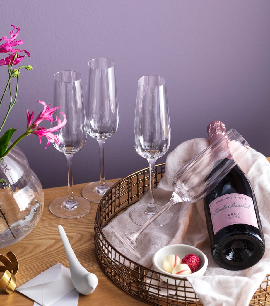 Set of 4 Rose Garden Champagne Flutes (120ml) CLEAR Image 4