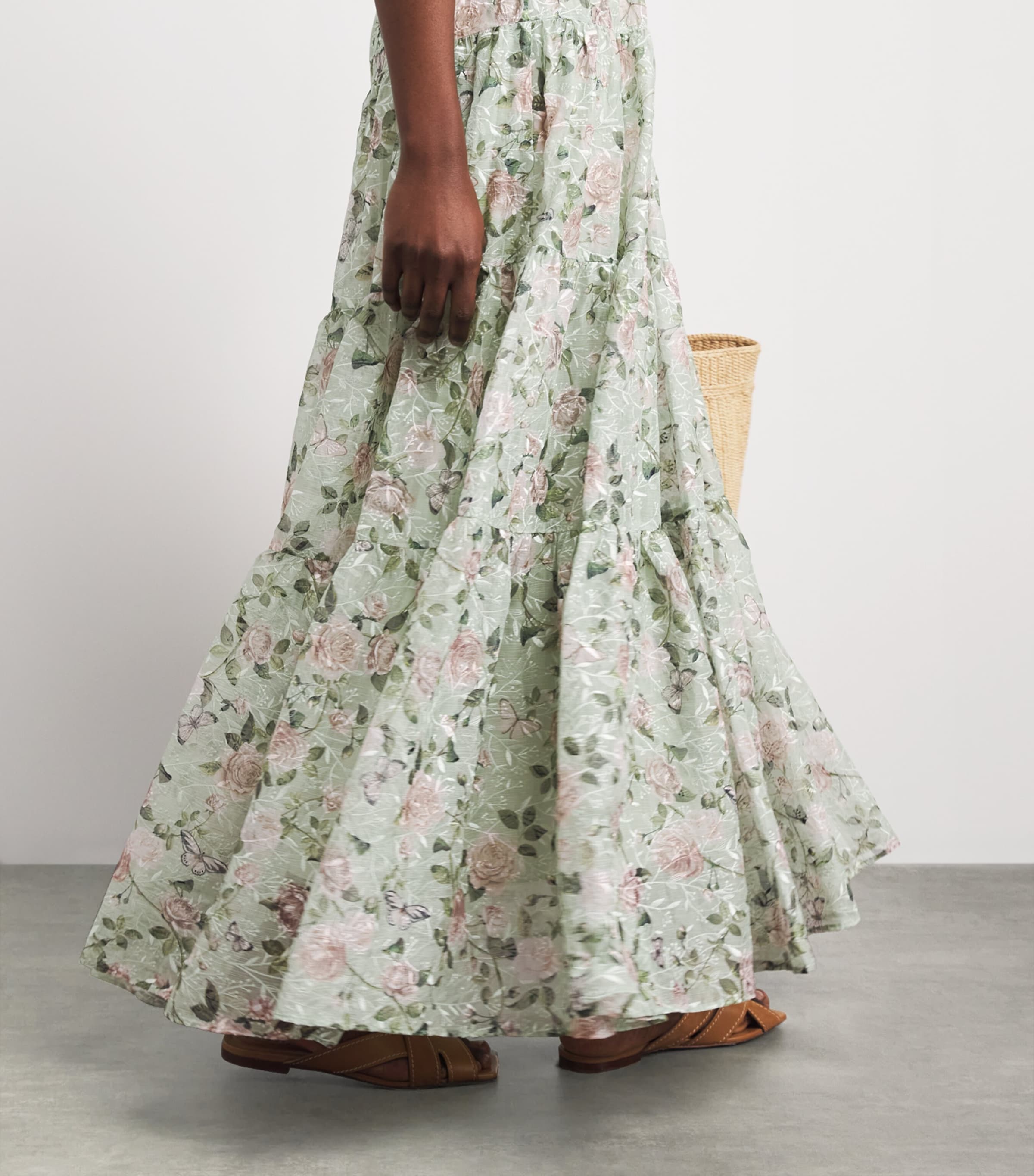 Alice+Olivia Womens Embroidered Floral Maura Maxi Dress Grdn Gssip Lght Sage Image 3