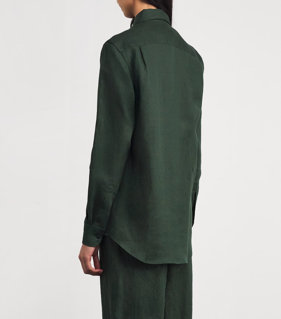 Linen The Boyfriend Shirt HUNTER GREEN Image 4