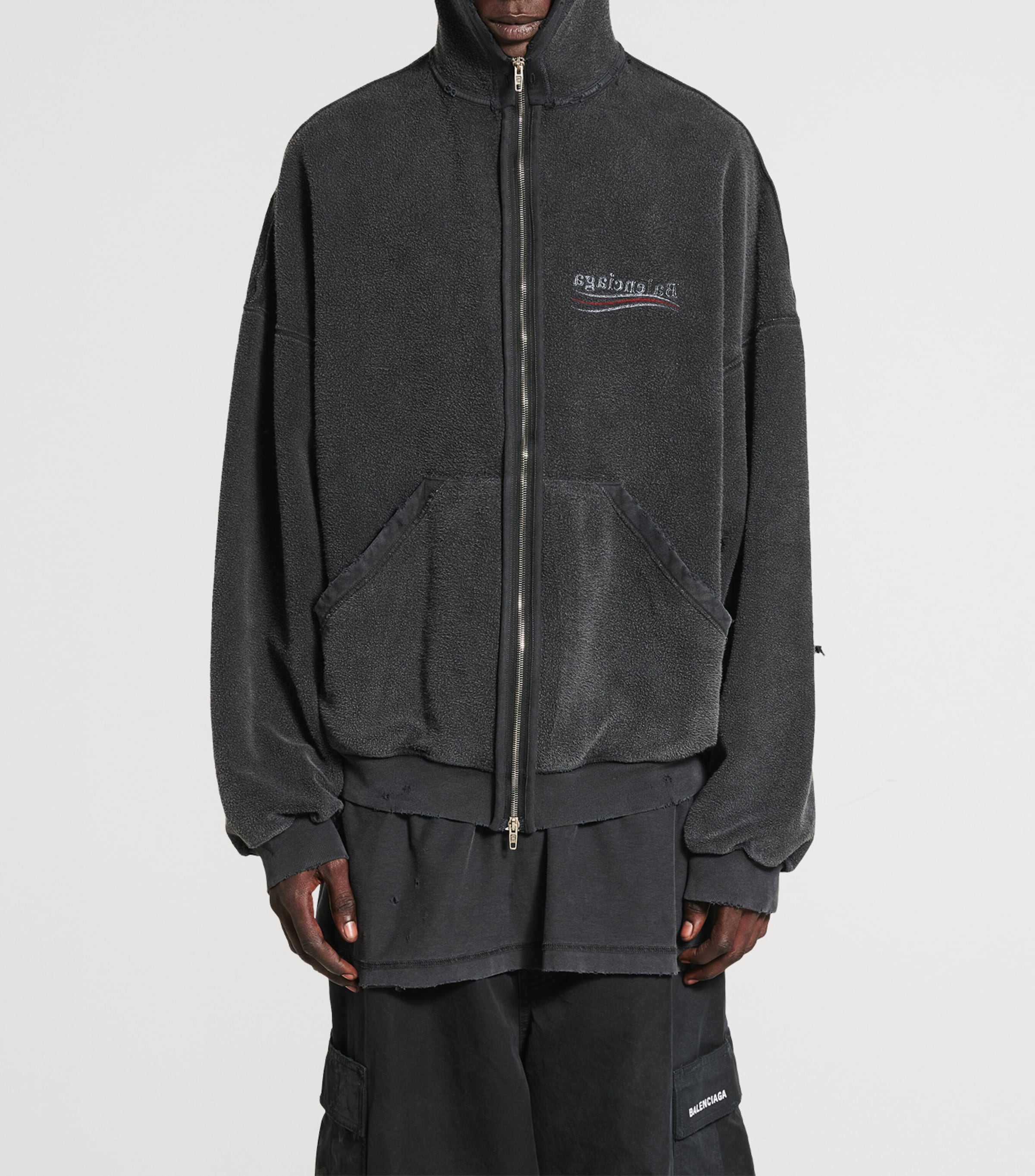 【BALENCIAGA】POLITICAL CAMPAIGN INSIDE-OUT JIP-UP HOODIE Political Campaign Inside-out Zip-up Hoodie Large Fit in