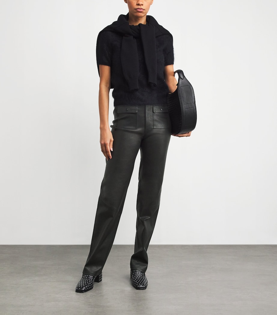Leather Stevie Straight Trousers BLACK Image 2
