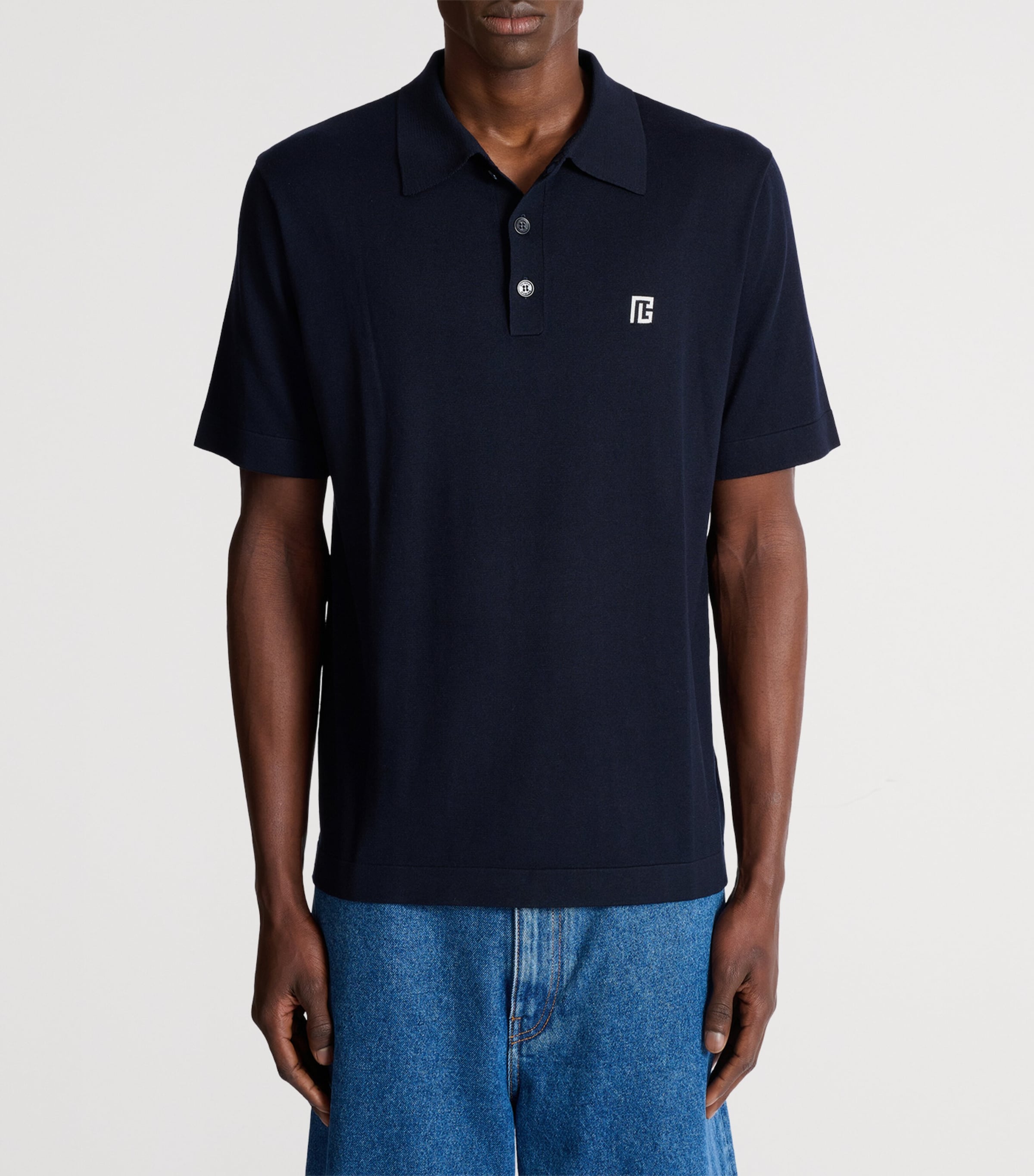 Silk-Cotton Logo Polo Shirt SIV MARINE/BLANC Image 4