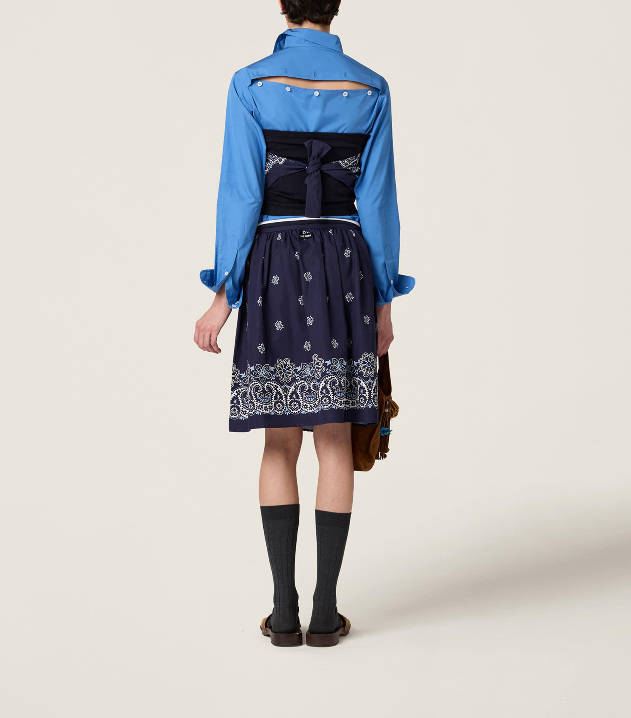 Poplin Printed Midi Skirt F022X Image 3