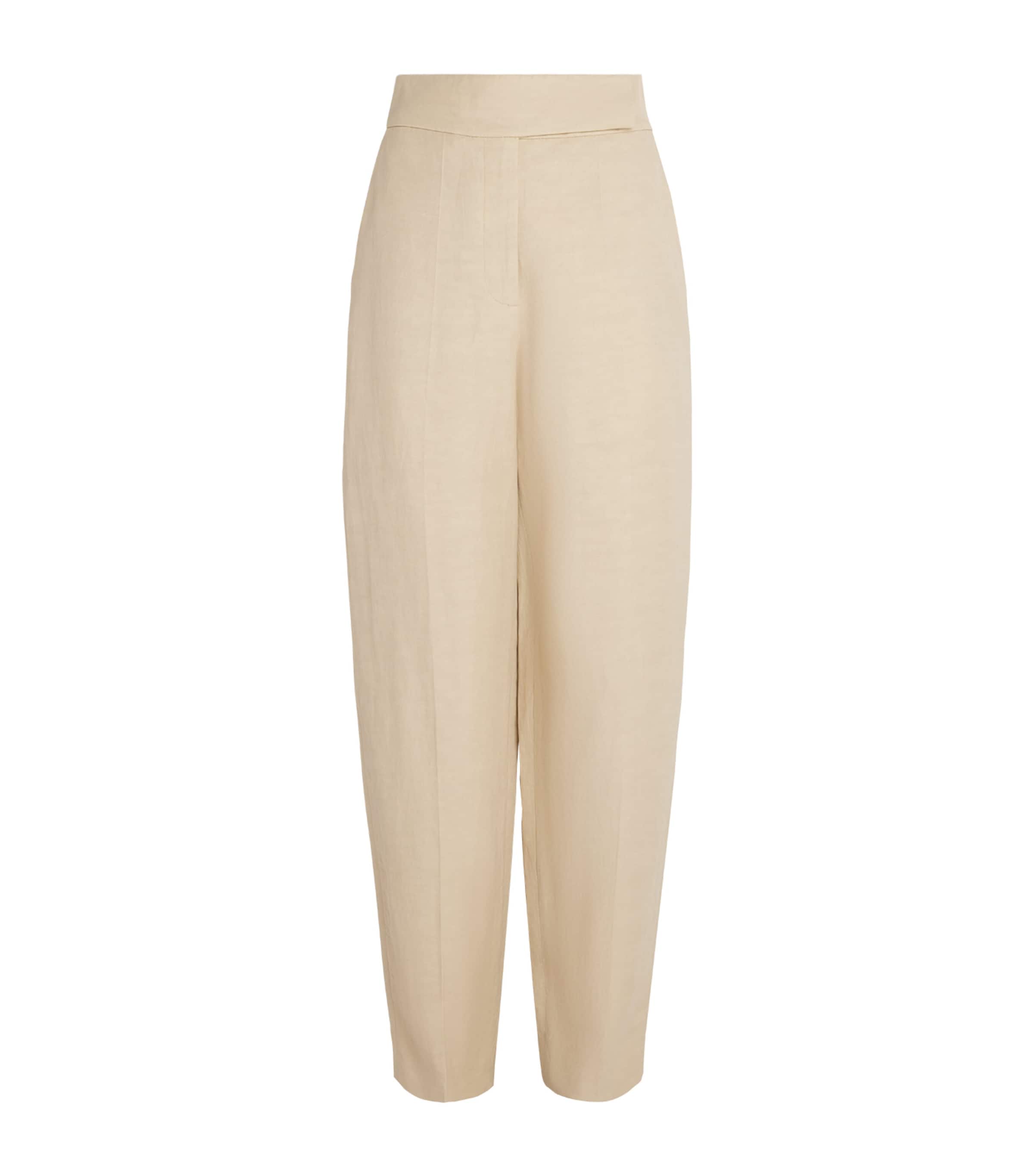Joseph Womens Linen-Blend Aix Trousers Powder Image 1