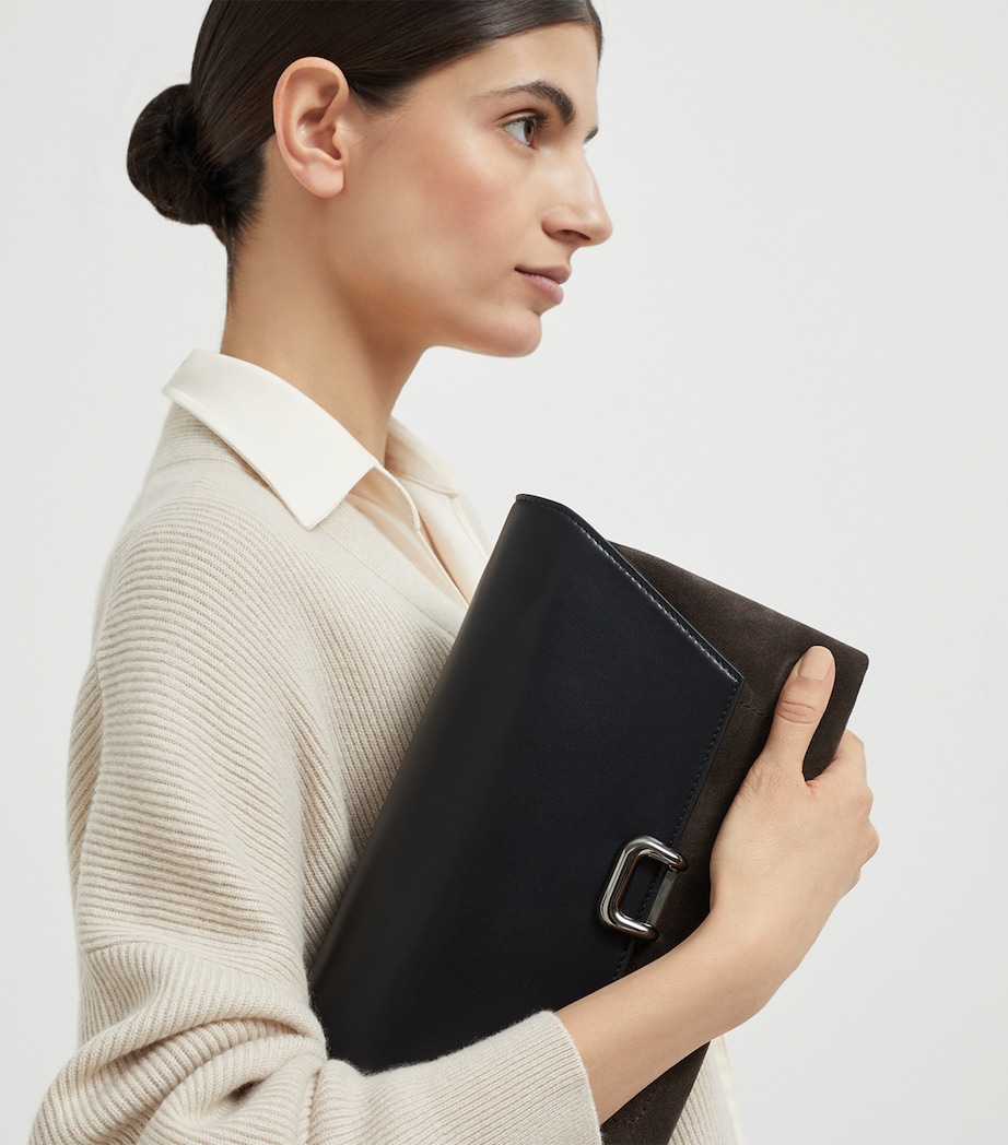 Suede and Leather Sartorial Cross-Body Bag C7284 Image 2