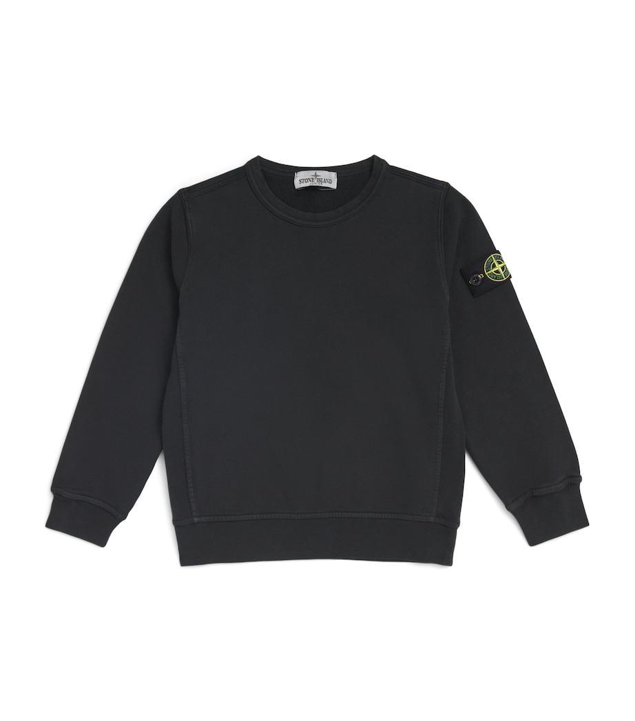 Stone Island Junior Cotton Logo Sweatshirt (2-14 Years) Black Image 1