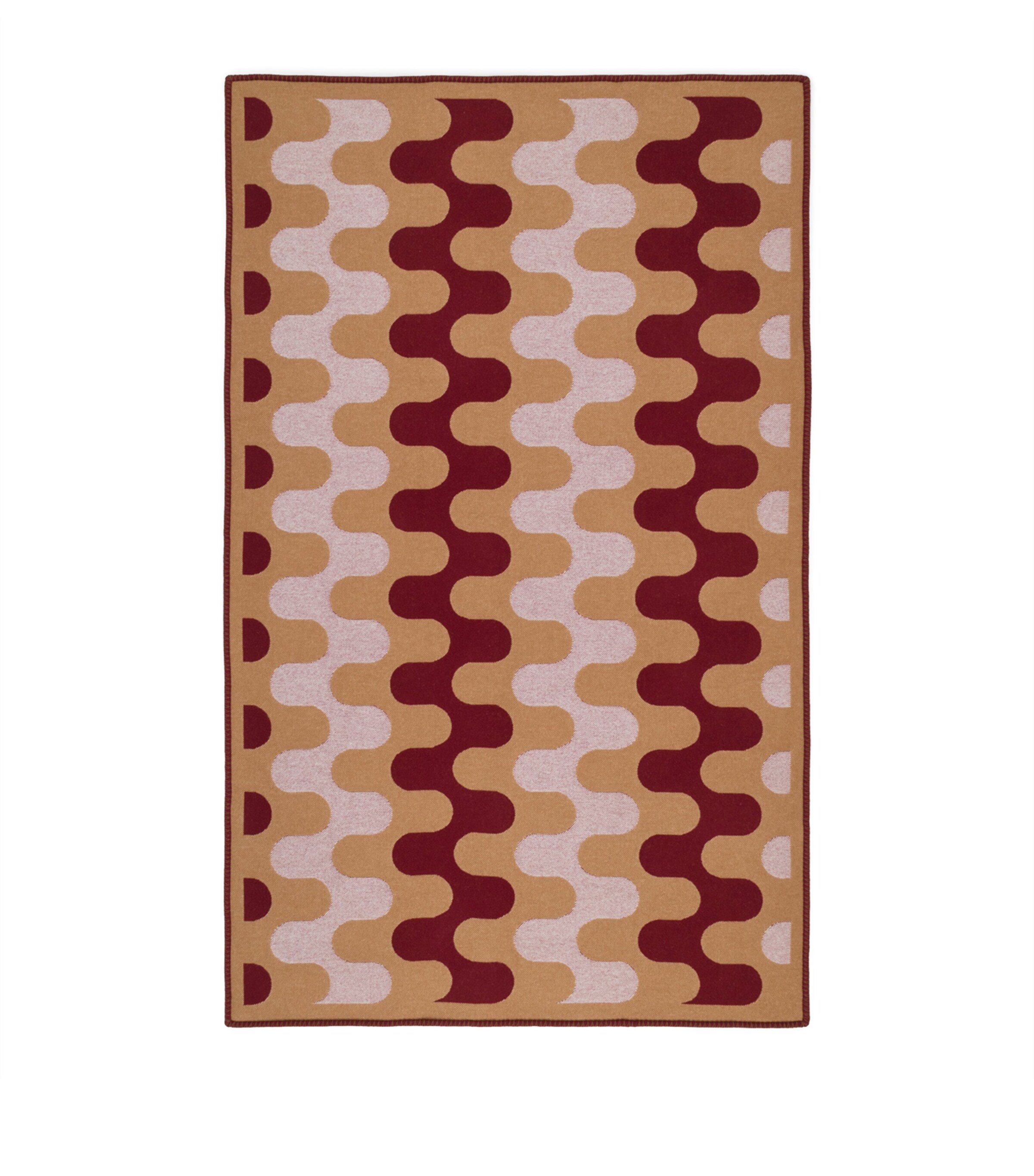 Wool Modernism Throw (135cm x 220cm) 7E15 - BURGUNDY/TAN Image 2