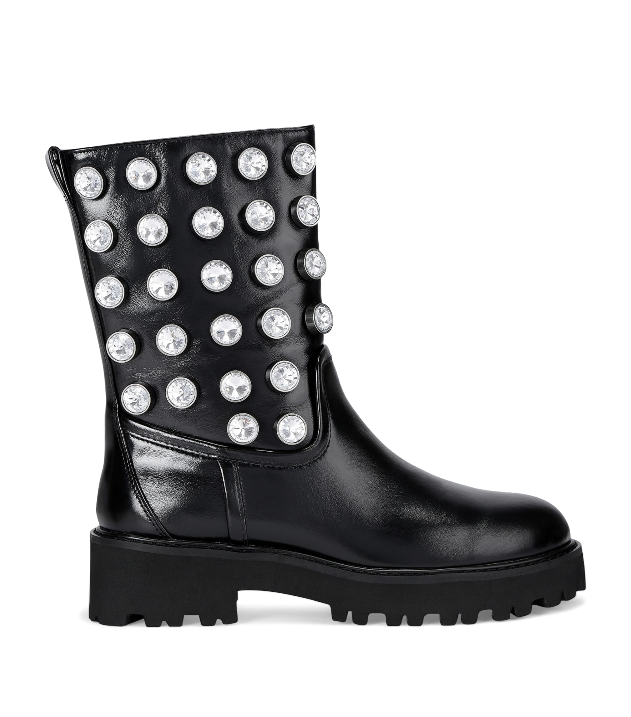 Kurt Geiger Patent Leather Embellished Octavia Ankle Boots In Black
