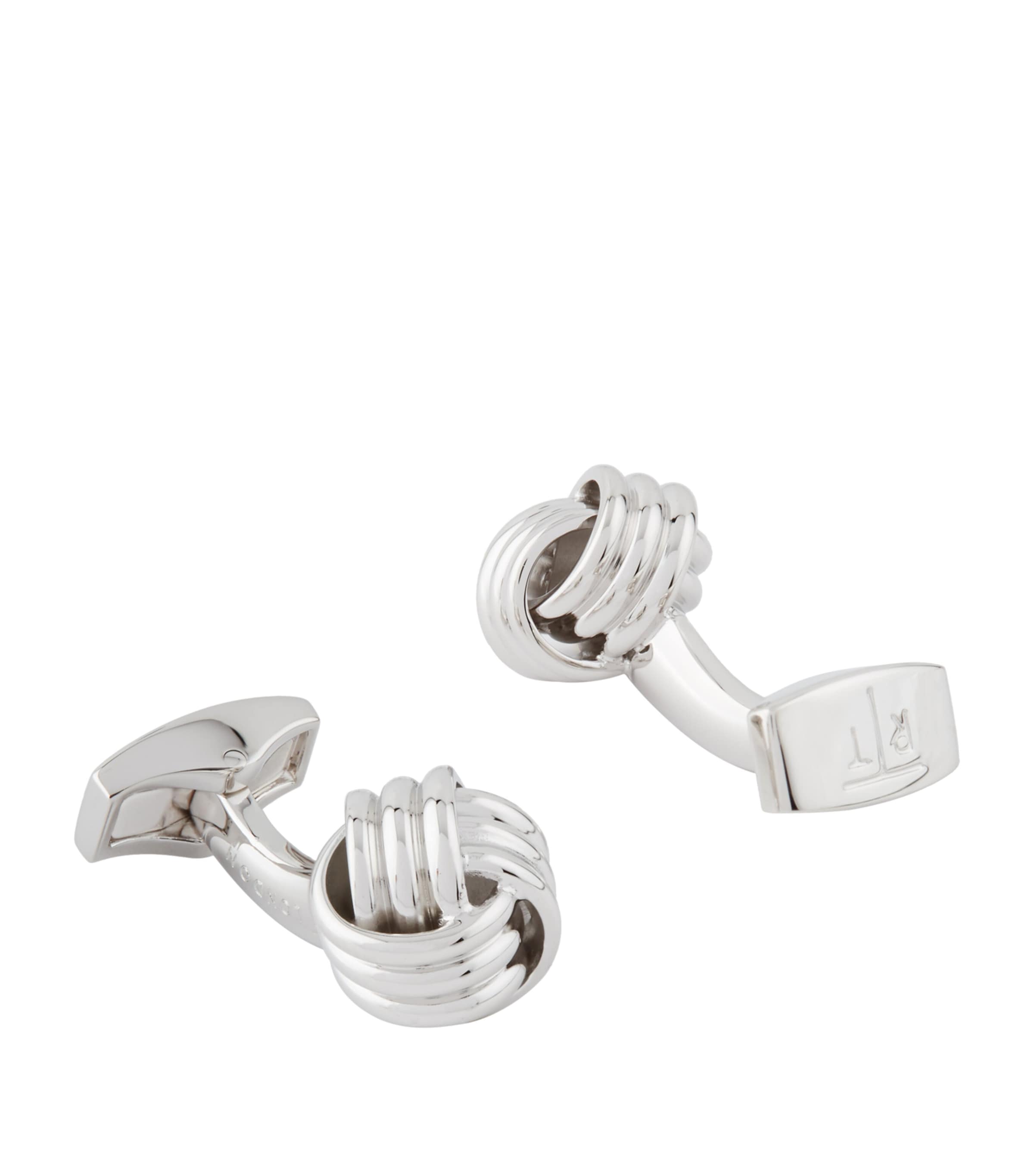 Tateossian Knot Ribbed Cufflinks In Metallic