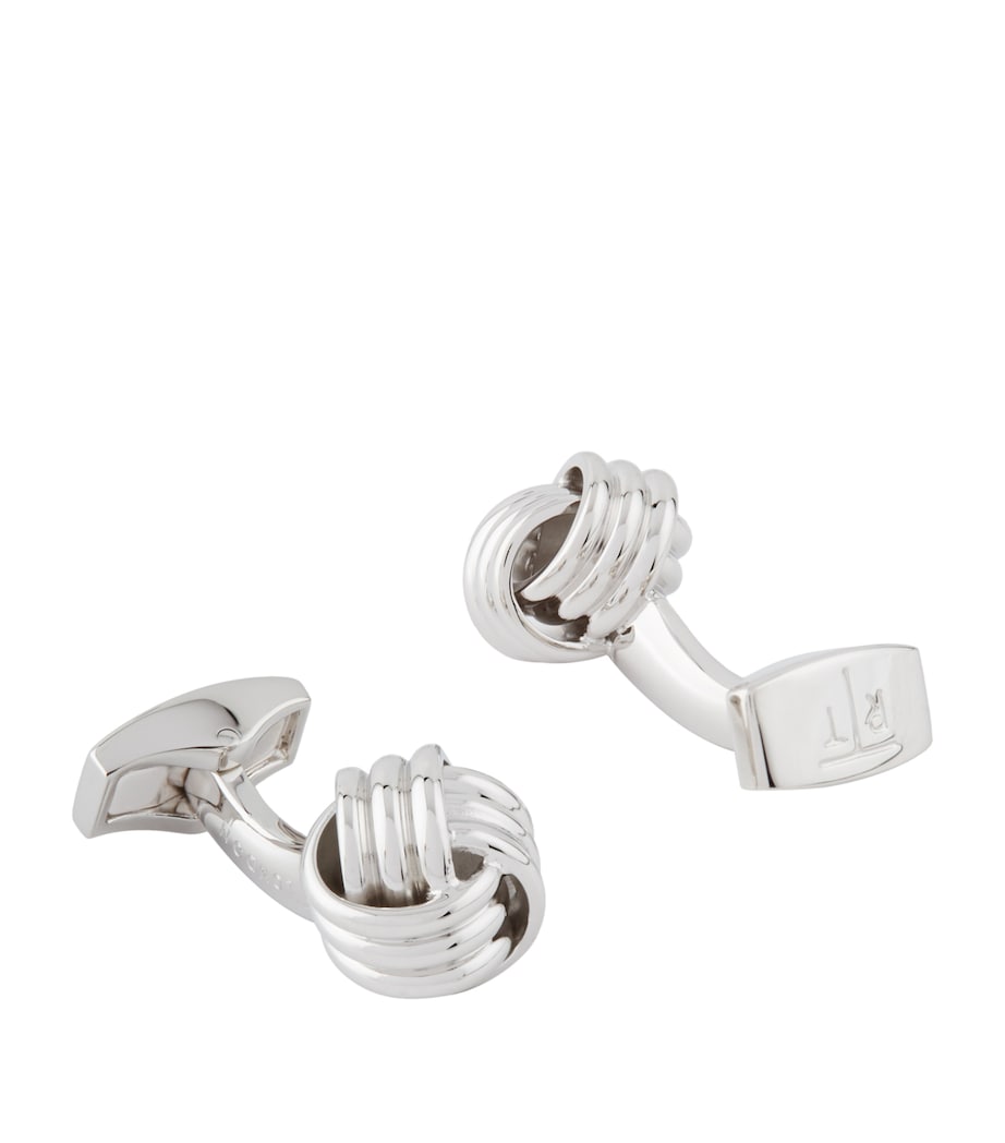 Tateossian Knot Ribbed Cufflinks Silver Image 1