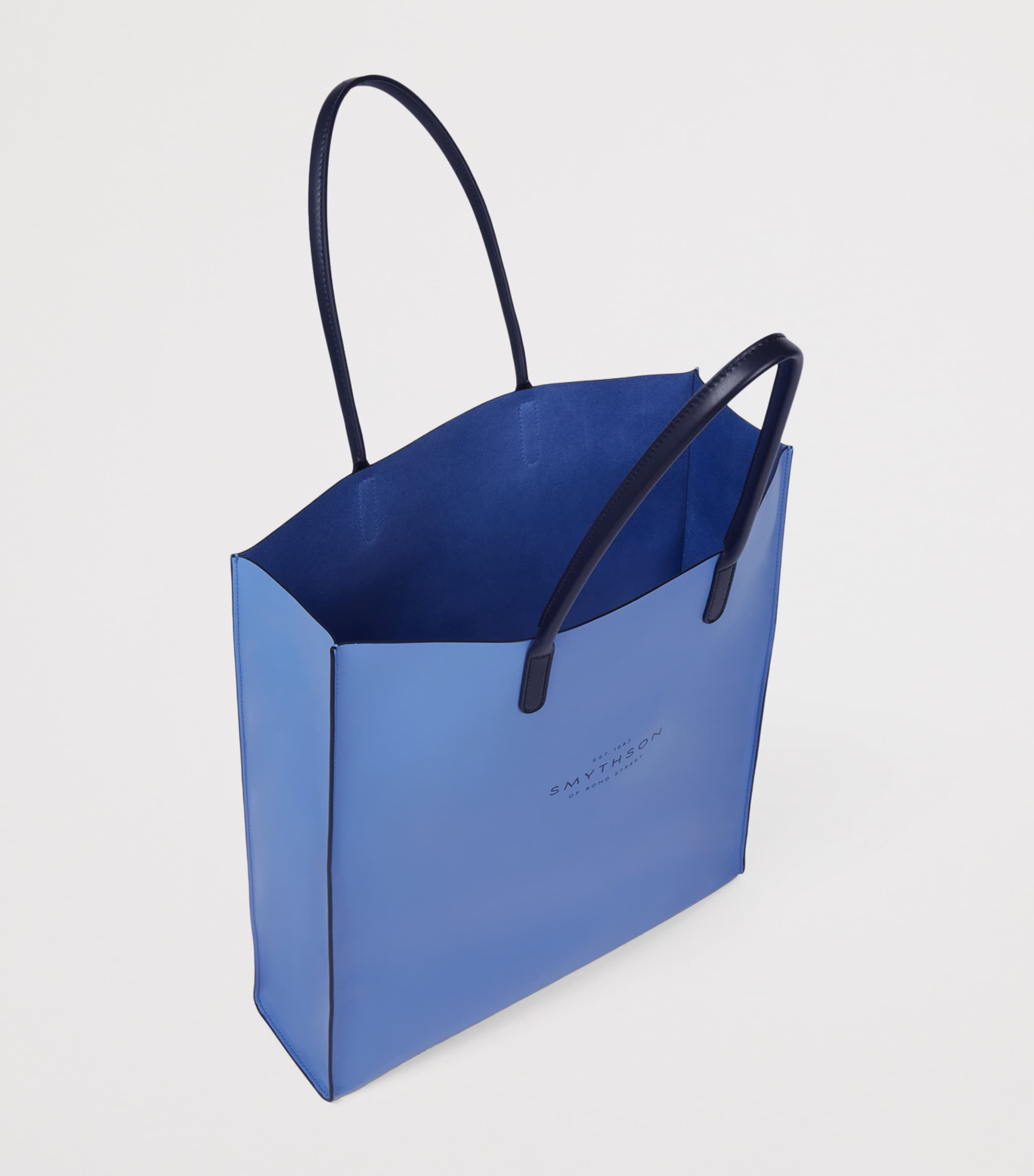 Smythson Mini Leather Kingly Tote Bag Smythson Blue Image 4
