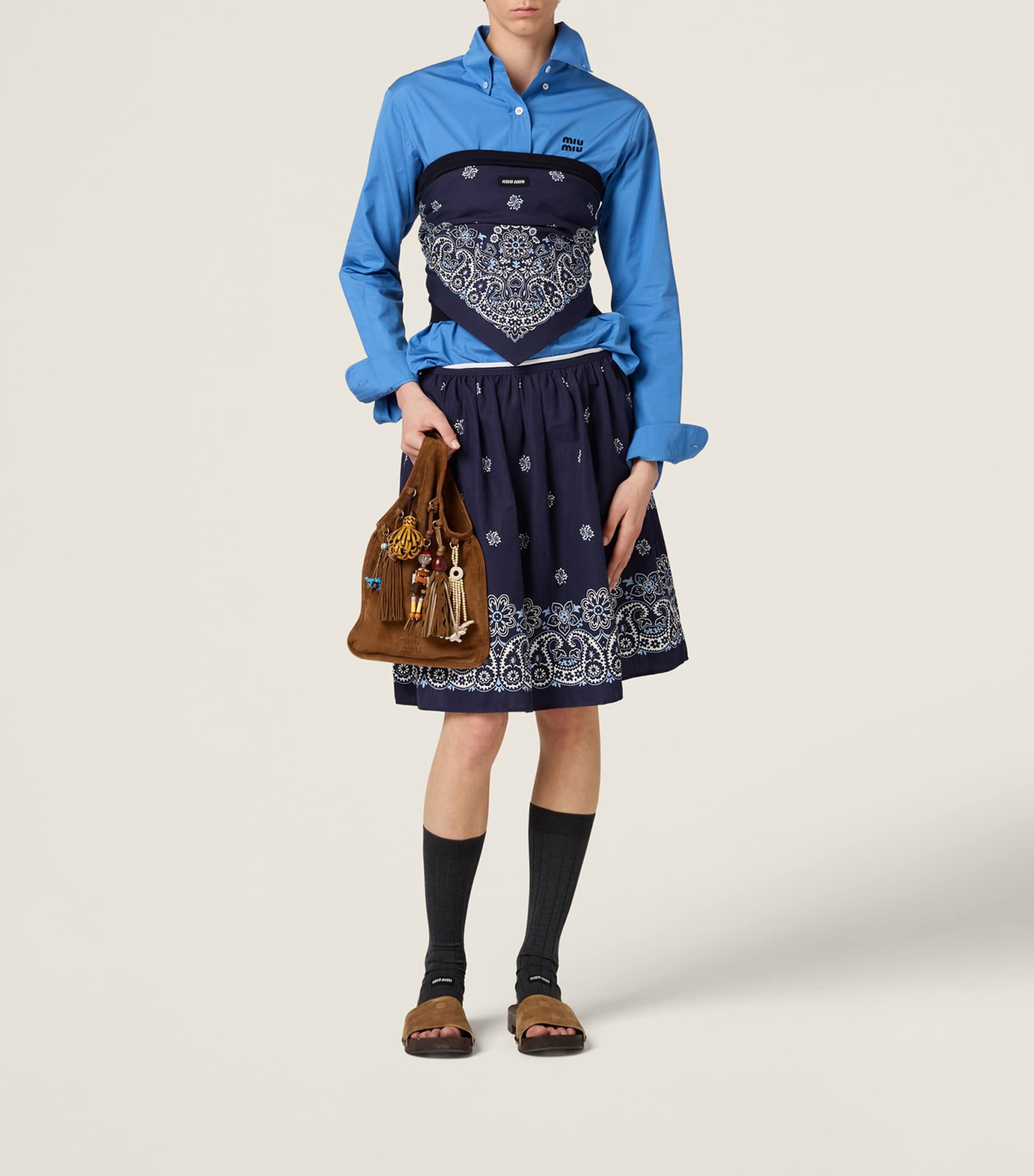 Poplin Printed Midi Skirt F022X Image 2