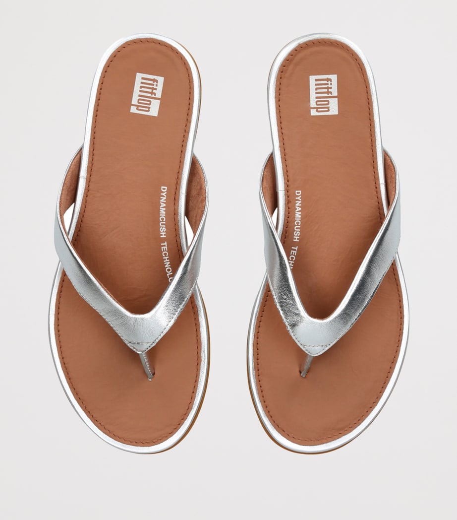 Leather Gracie Flip Flops SILVER Image 4