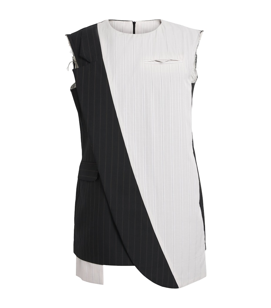 LATE FOR WORK Womens Striped Two-Tone Deconstructed Mini Dress Nvy Str Image 1
