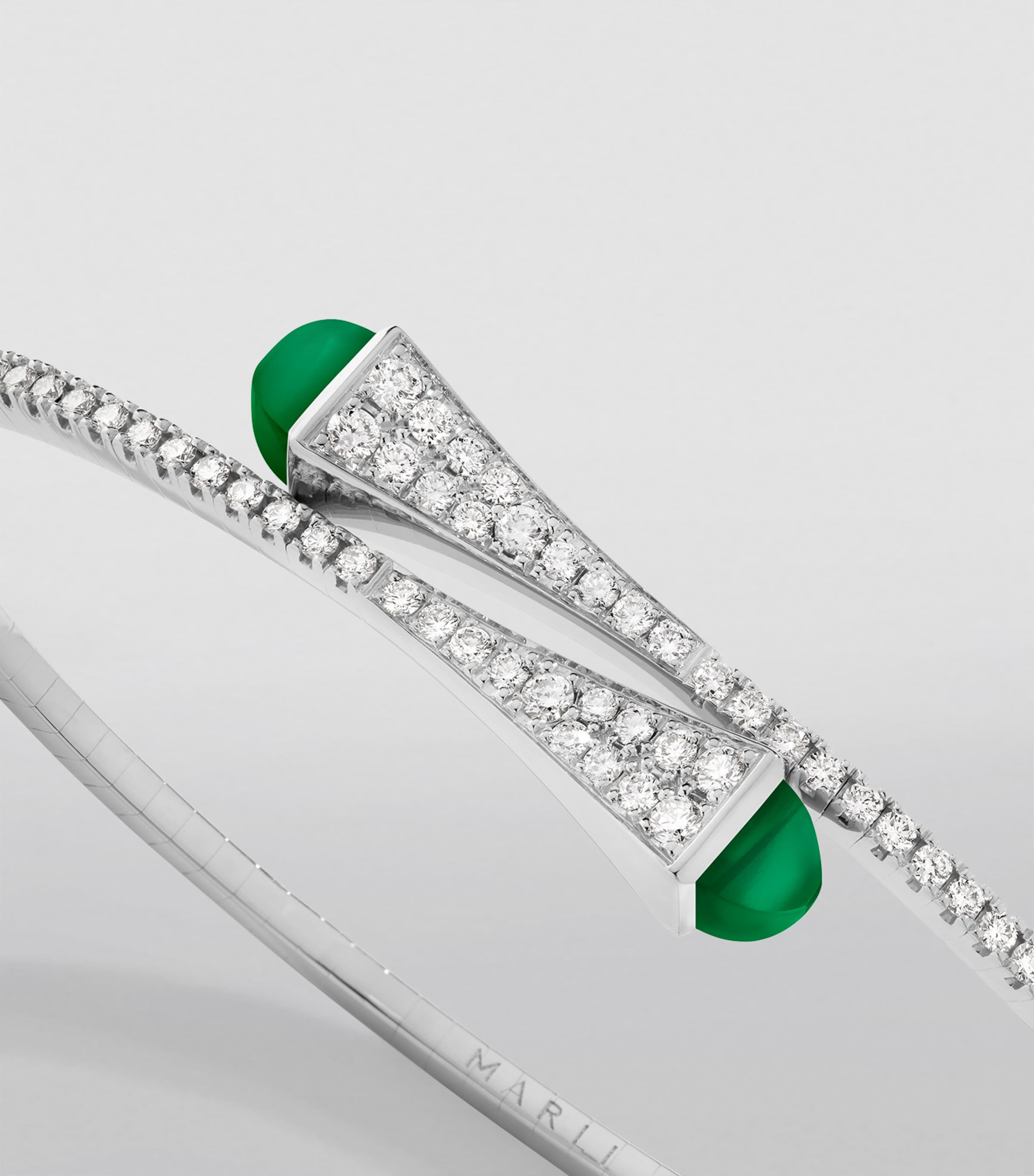 White Gold, Diamond and Green Agate Cleo Slip-On Bracelet WHITE GOLD Image 3