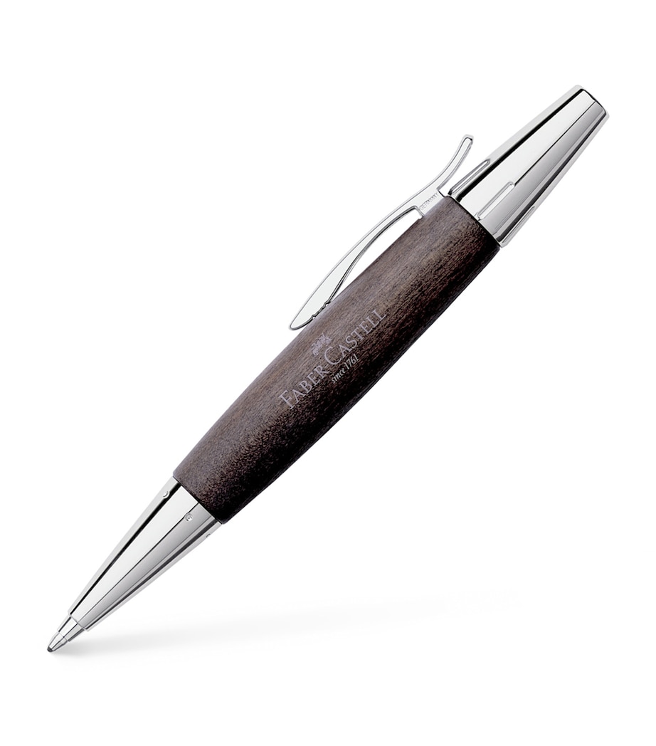 Faber-Castell E-Motion Pearwood Ballpoint Pen Chrome/wood Blk Image 1