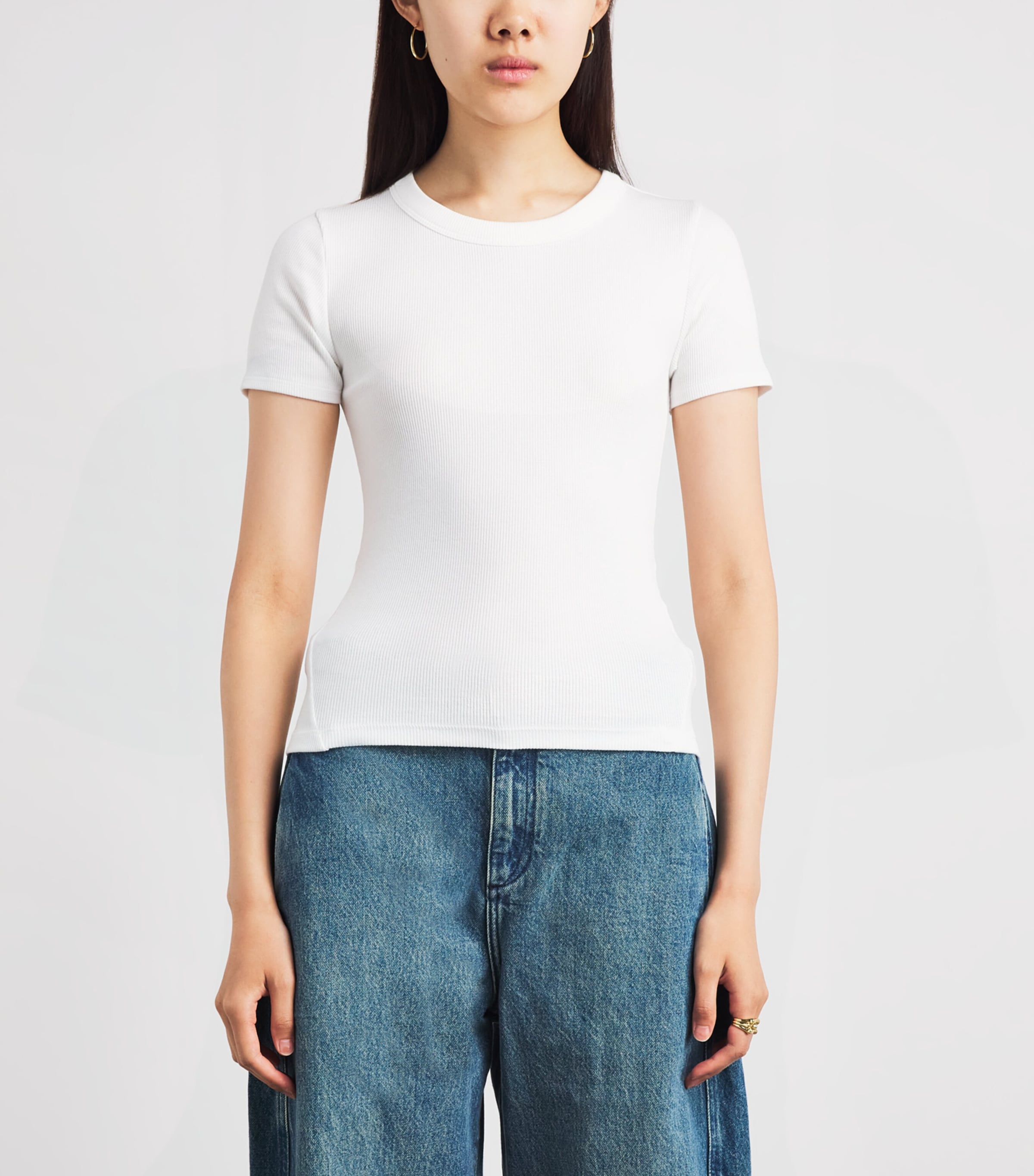 Rag & Bone Womens Ribbed Essential T-Shirt White Image 4