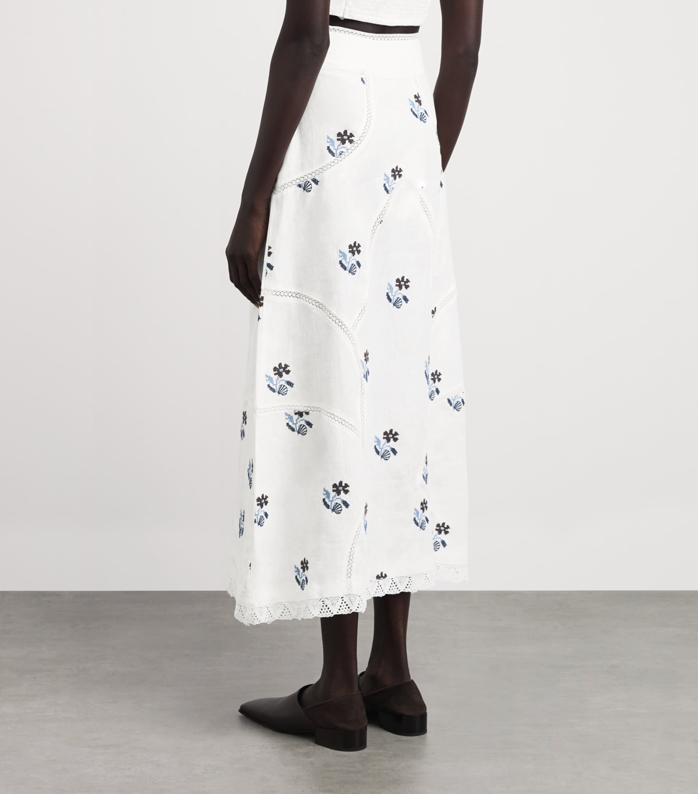 LUG VON SIGA Womens Linen Liza Maxi Skirt Offwhite/hndmd Embrd Image 5