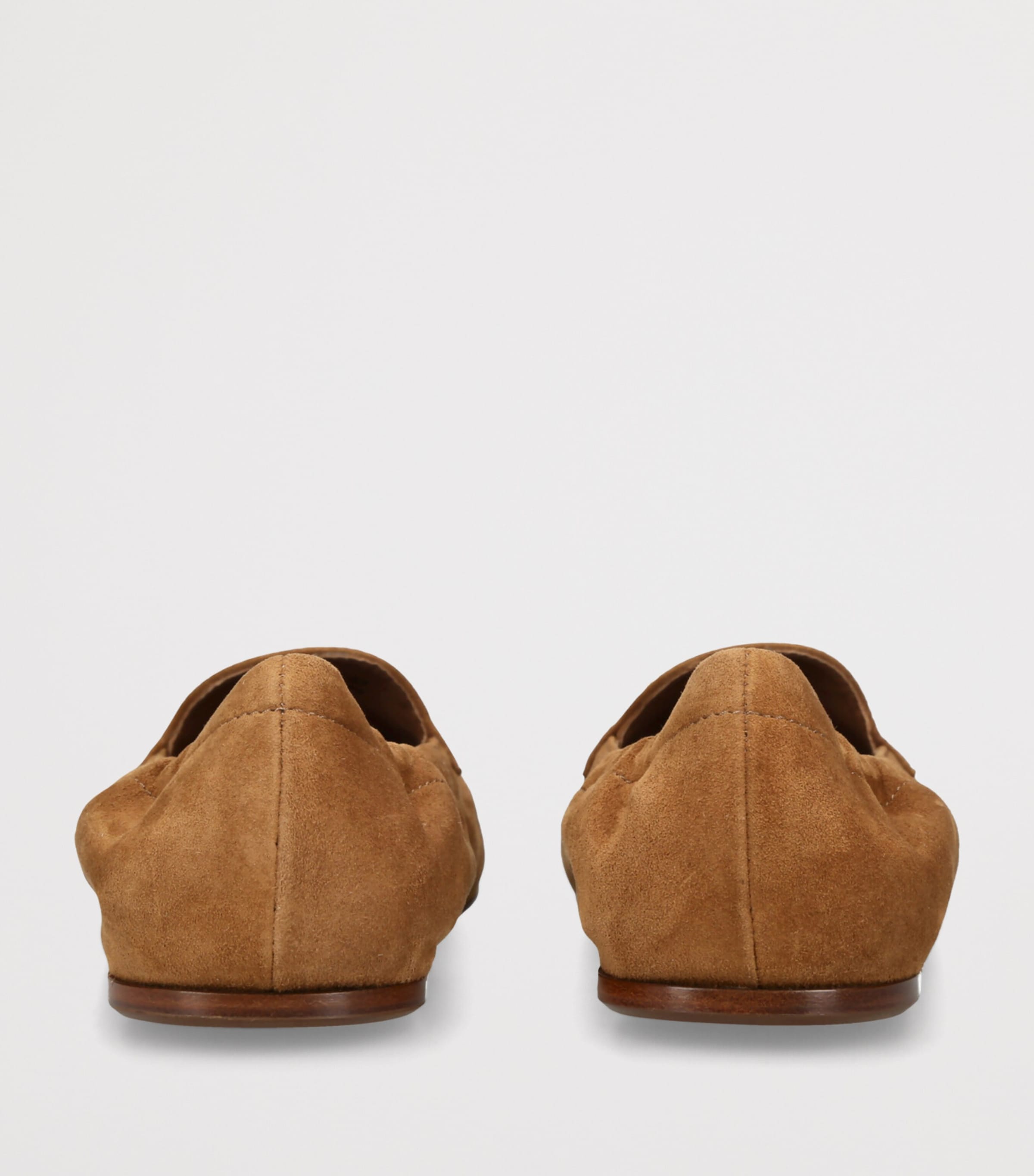 Suede Gathered Moccasin Loafers CAMEL Image 2