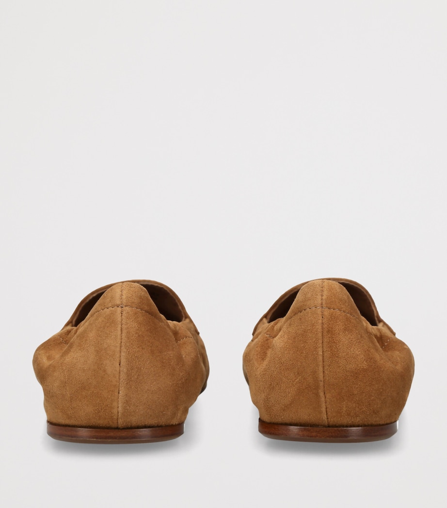 Suede Gathered Moccasin Loafers CAMEL Image 2