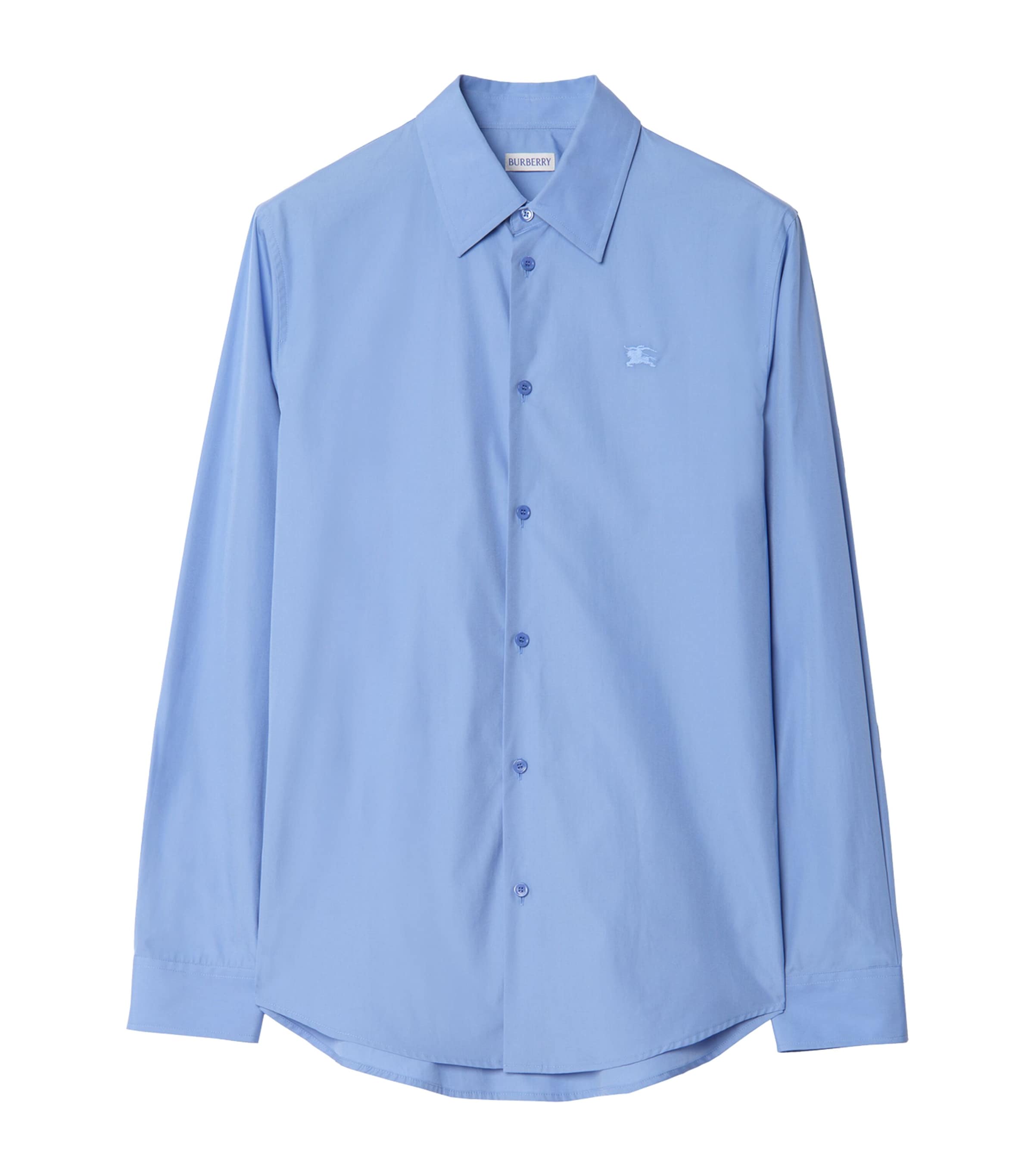 Burberry Mens Cotton Poplin Shirt Cornflower Blue Image 1