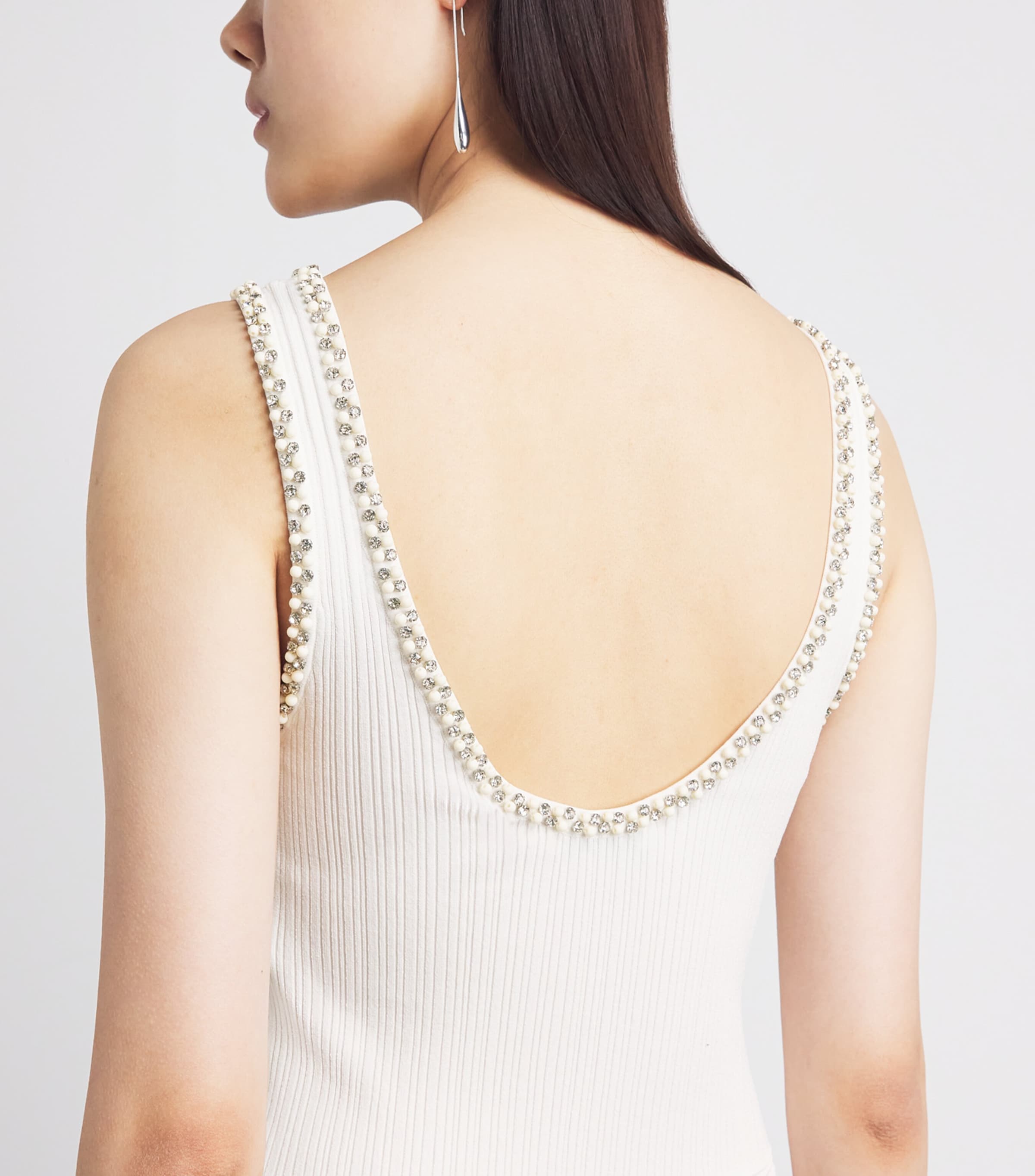 Sandro Paris Womens Knitted Embellished Midi Dress White Image 3