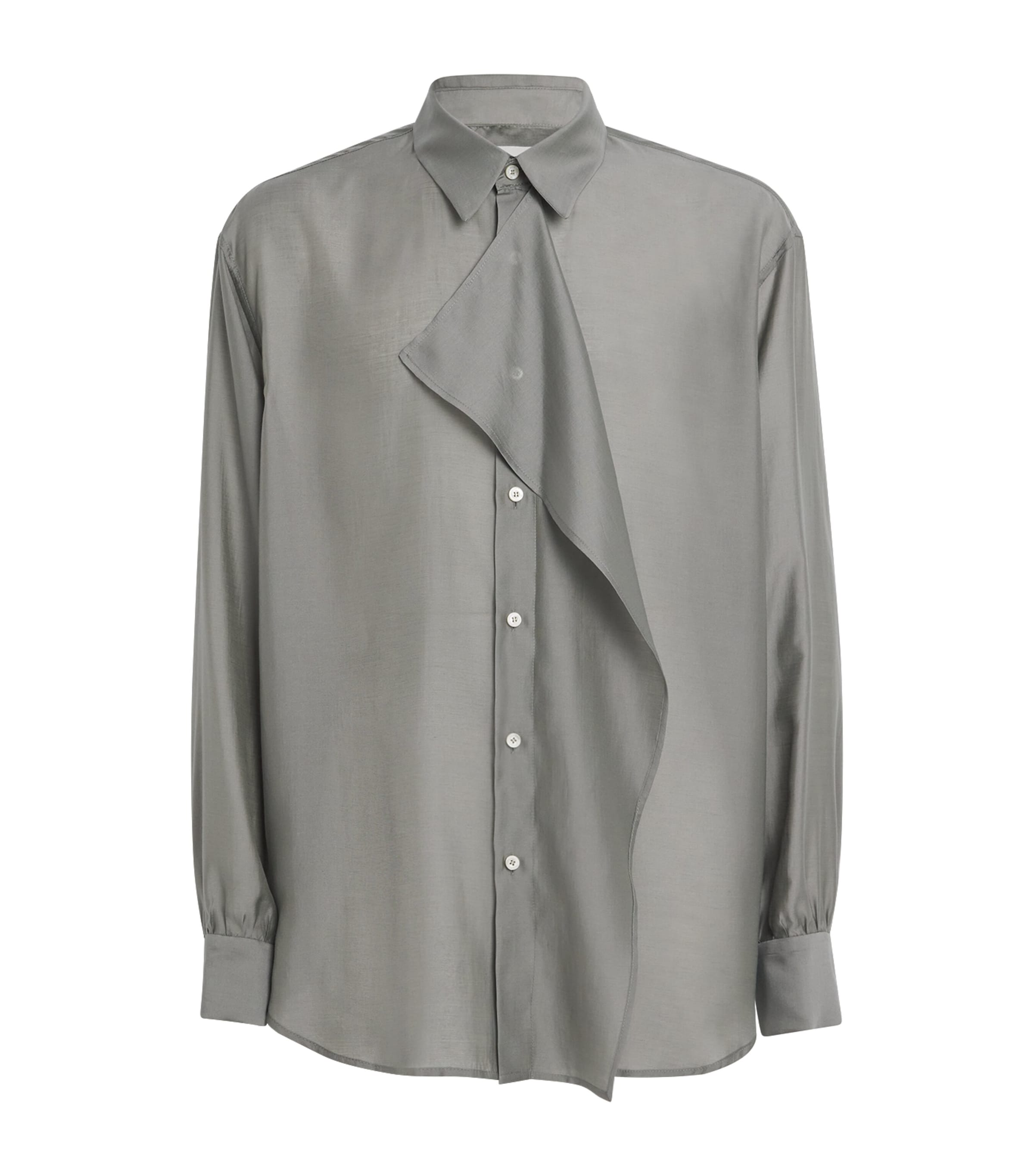 System Scarf-detail Shirt In Gray