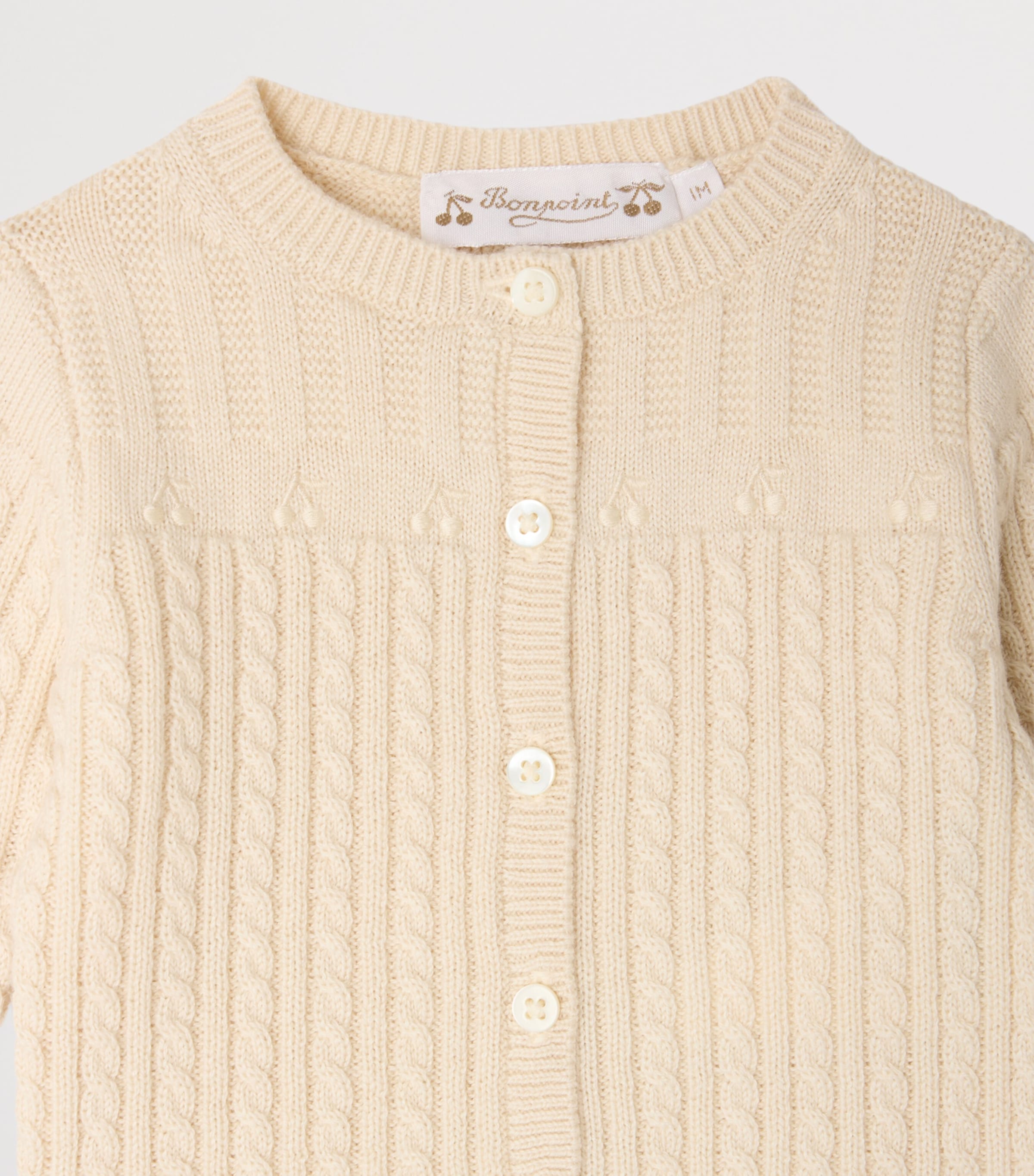 Bonpoint Knitted Cardigan and Trousers Set (1-18 Months) Ecru Image 3