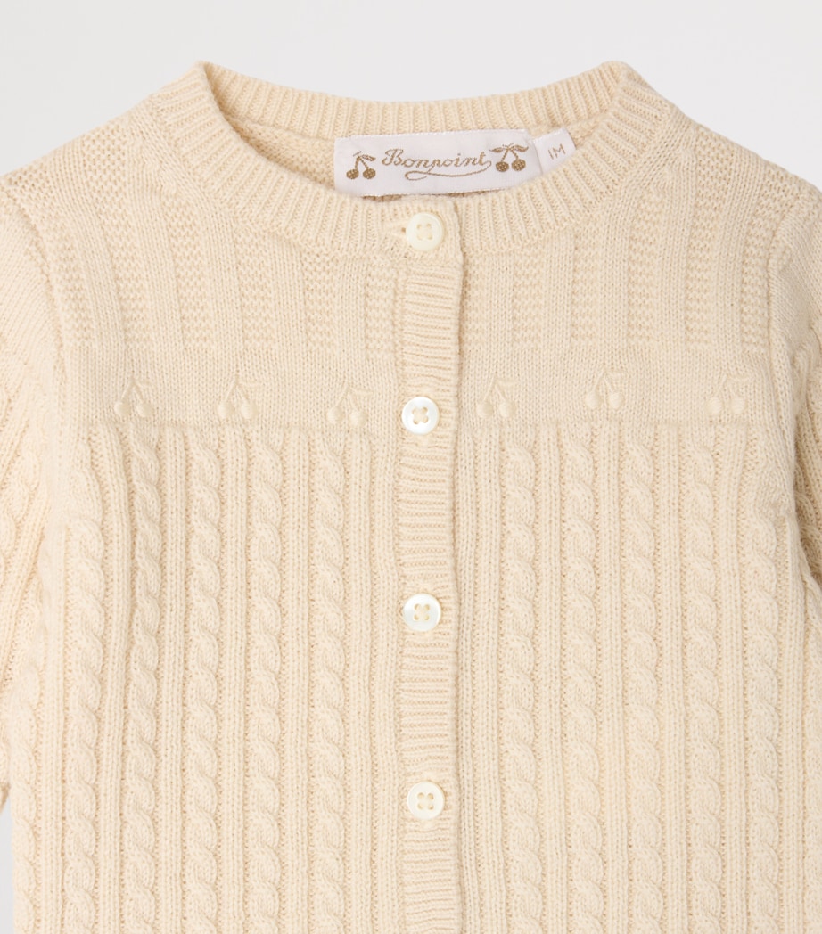 Bonpoint Knitted Cardigan and Trousers Set (1-18 Months) Ecru Image 3