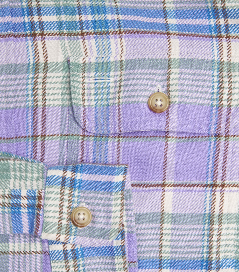 Polo Ralph Lauren Mens Cotton Flannel Check Shirt Lavnder Grn Mlt Image 6