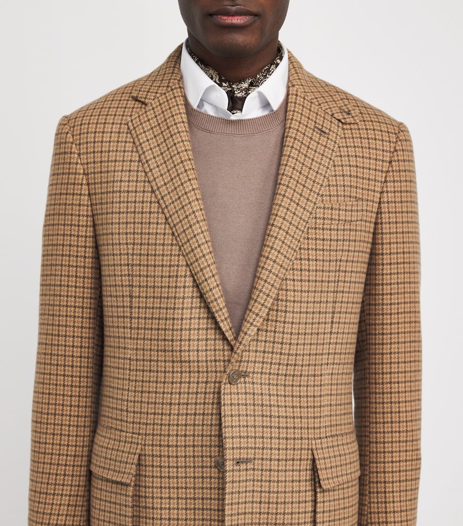 Ralph Lauren Purple Label Mens Cashmere-Wool Tweed Kent Blazer Camel Image 6