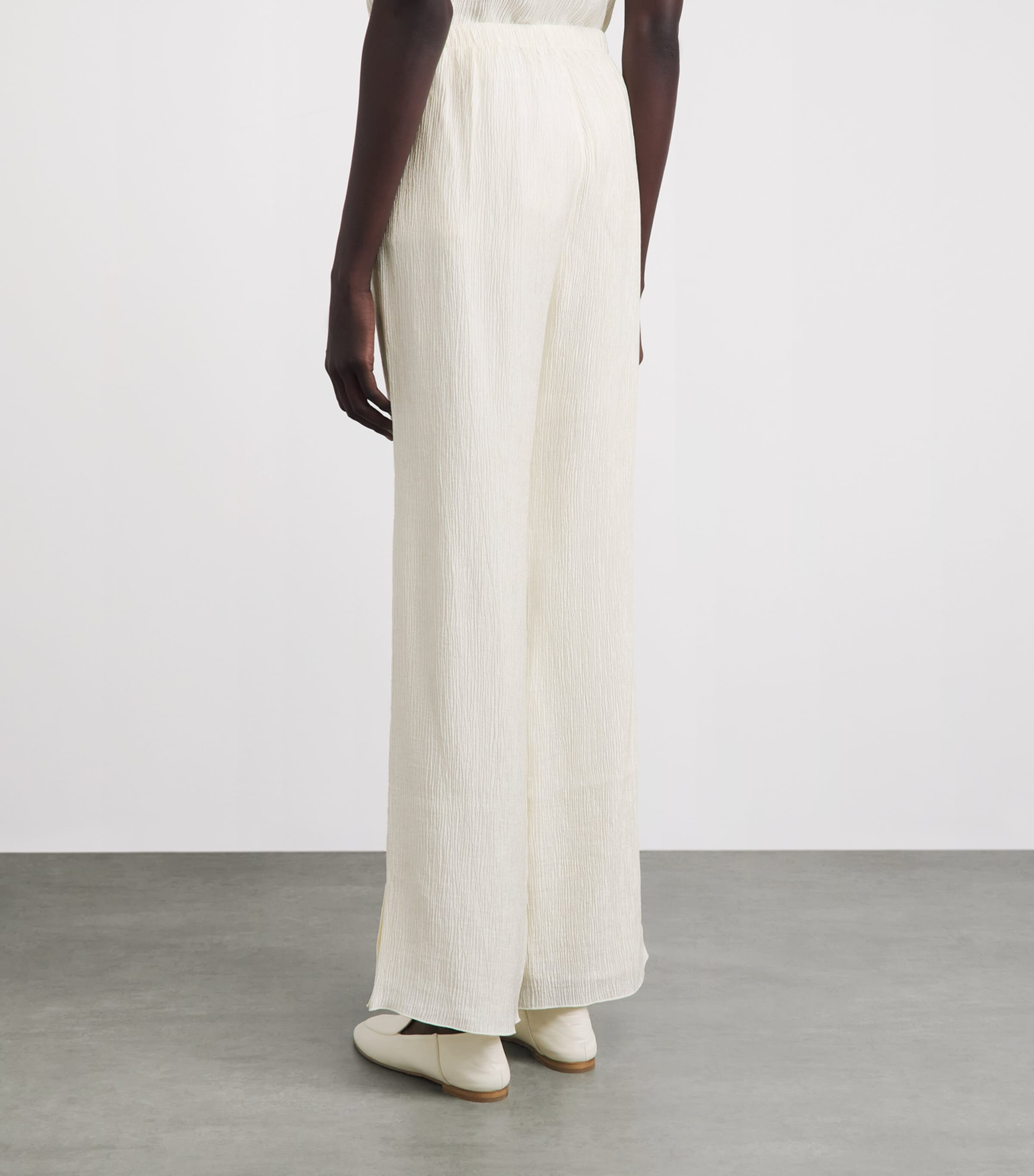 ANINE BING Womens Crinkled Aden Trousers Ecru Image 5