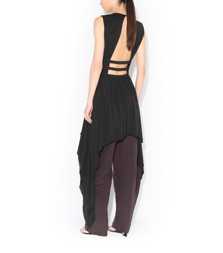 Alaïa Womens High-Low Mini Dress Noir Alaia Image 3