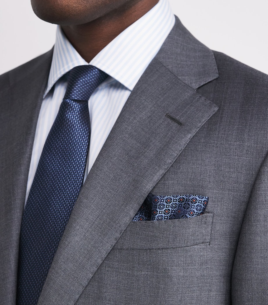 Silk Geometric Jacquard Handkerchief 06 LIGHT BLUE Image 2